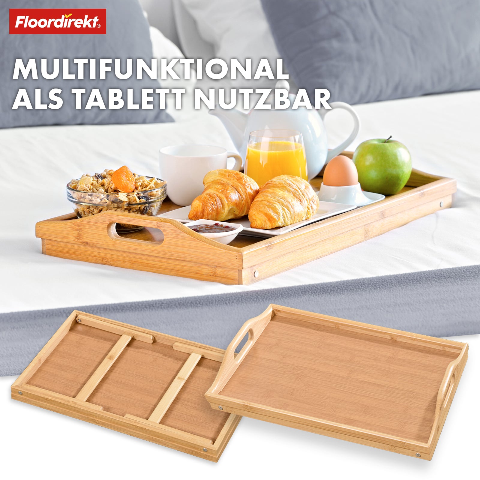 Bamboo bed tray with folding feet | Utah | Practical, stylish and sustainable