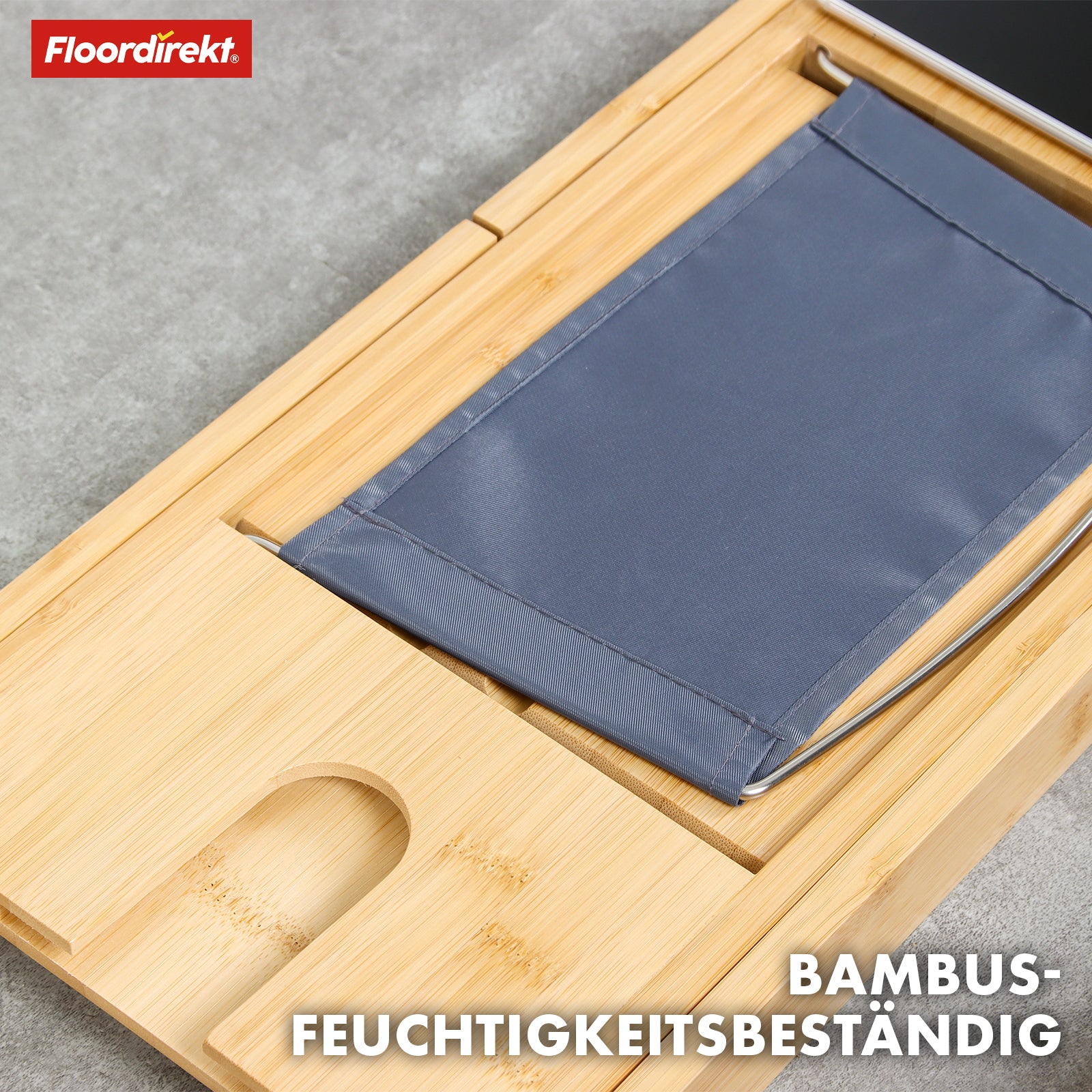 Bamboo bath shelf | Oklahoma | Pull-out bath tray with book shelf