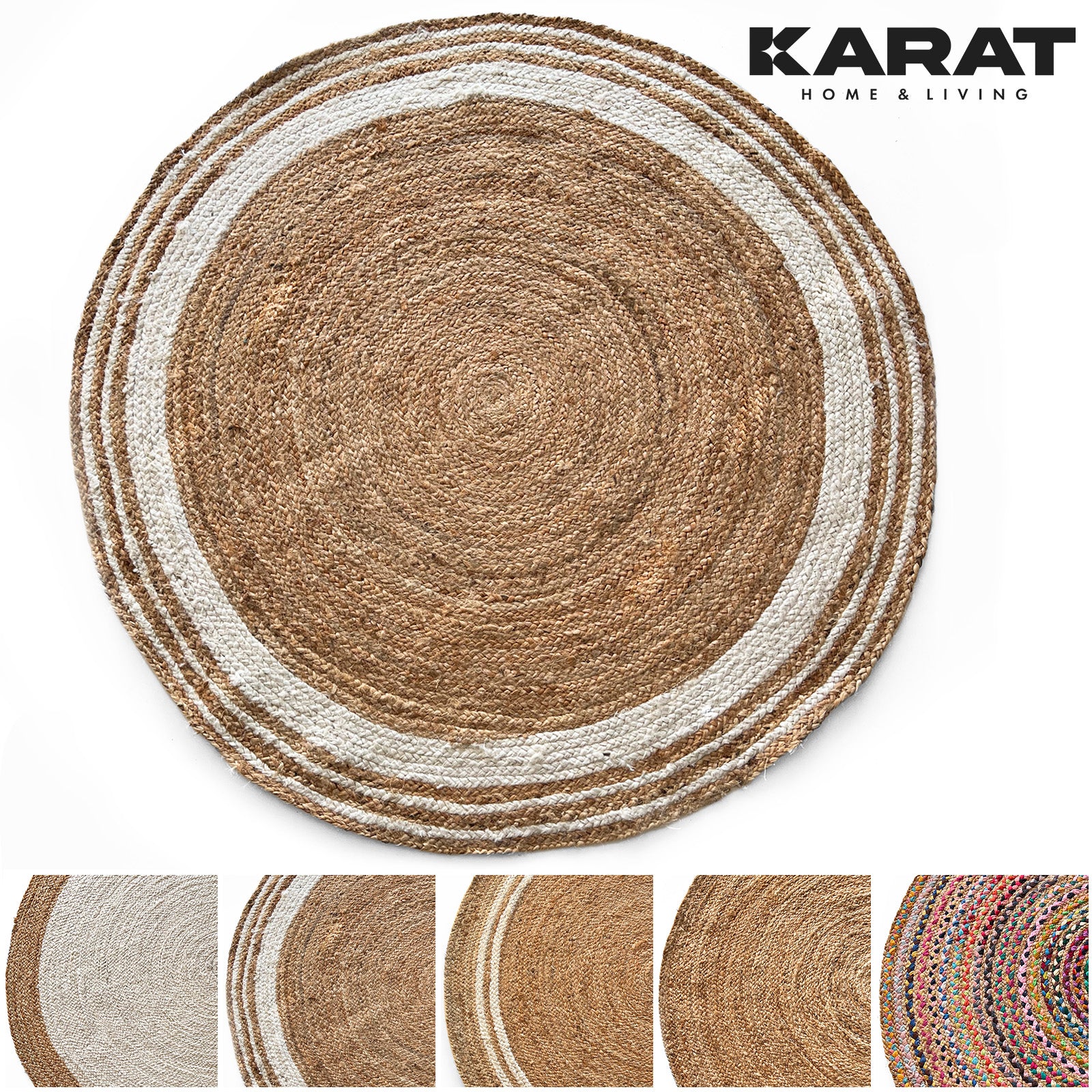 Jute Carpet Delhi | Round | Handwoven | Natural Fibres | Various Sizes