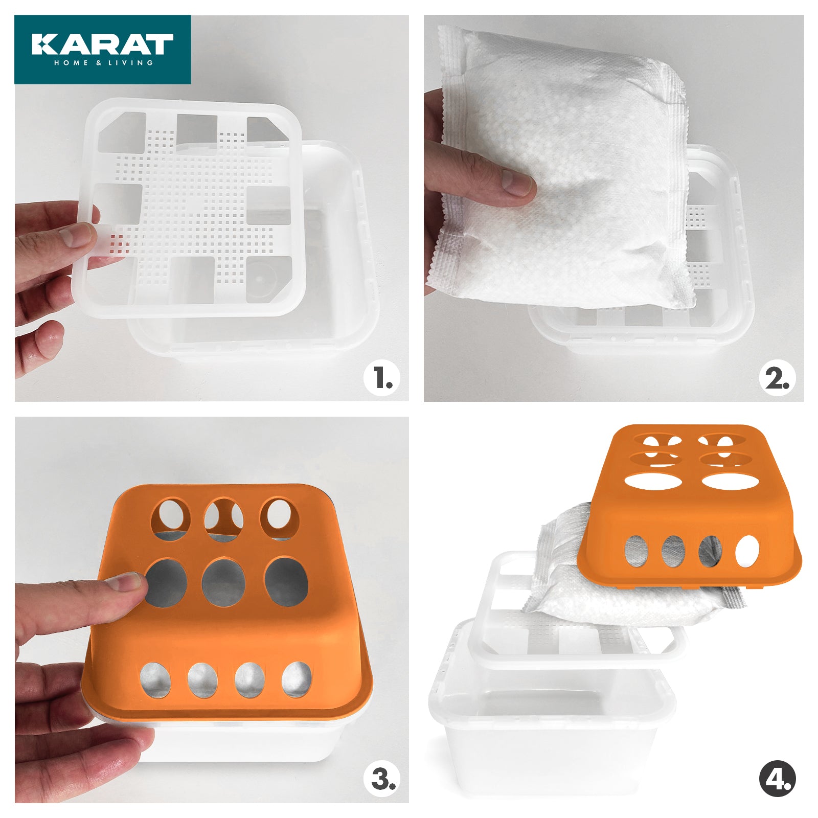 SET of 4 dehumidifiers | Room dehumidifier in 6 colours and 2 designs | Refillable & reusable