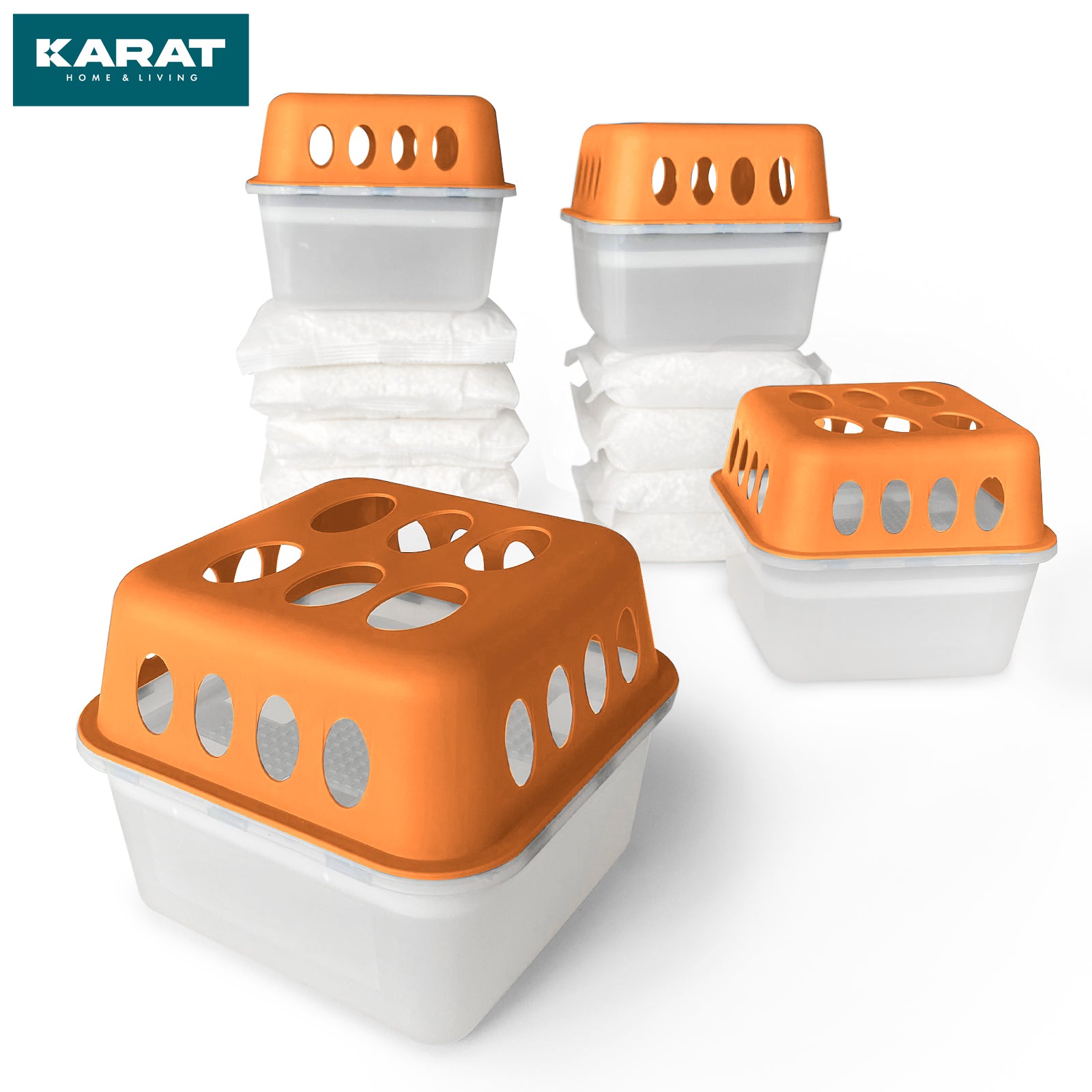 SET of 4 dehumidifiers | Room dehumidifier in 6 colours and 2 designs | Refillable & reusable