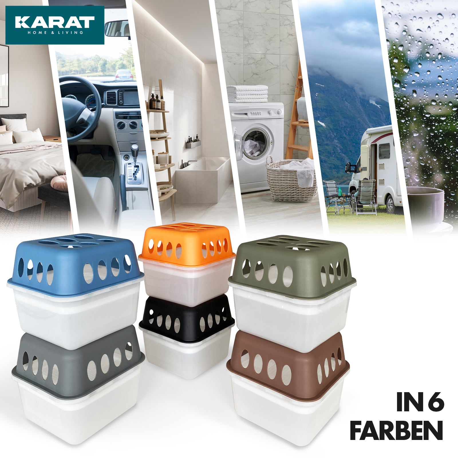 SET of 4 dehumidifiers | Room dehumidifier in 6 colours and 2 designs | Refillable & reusable