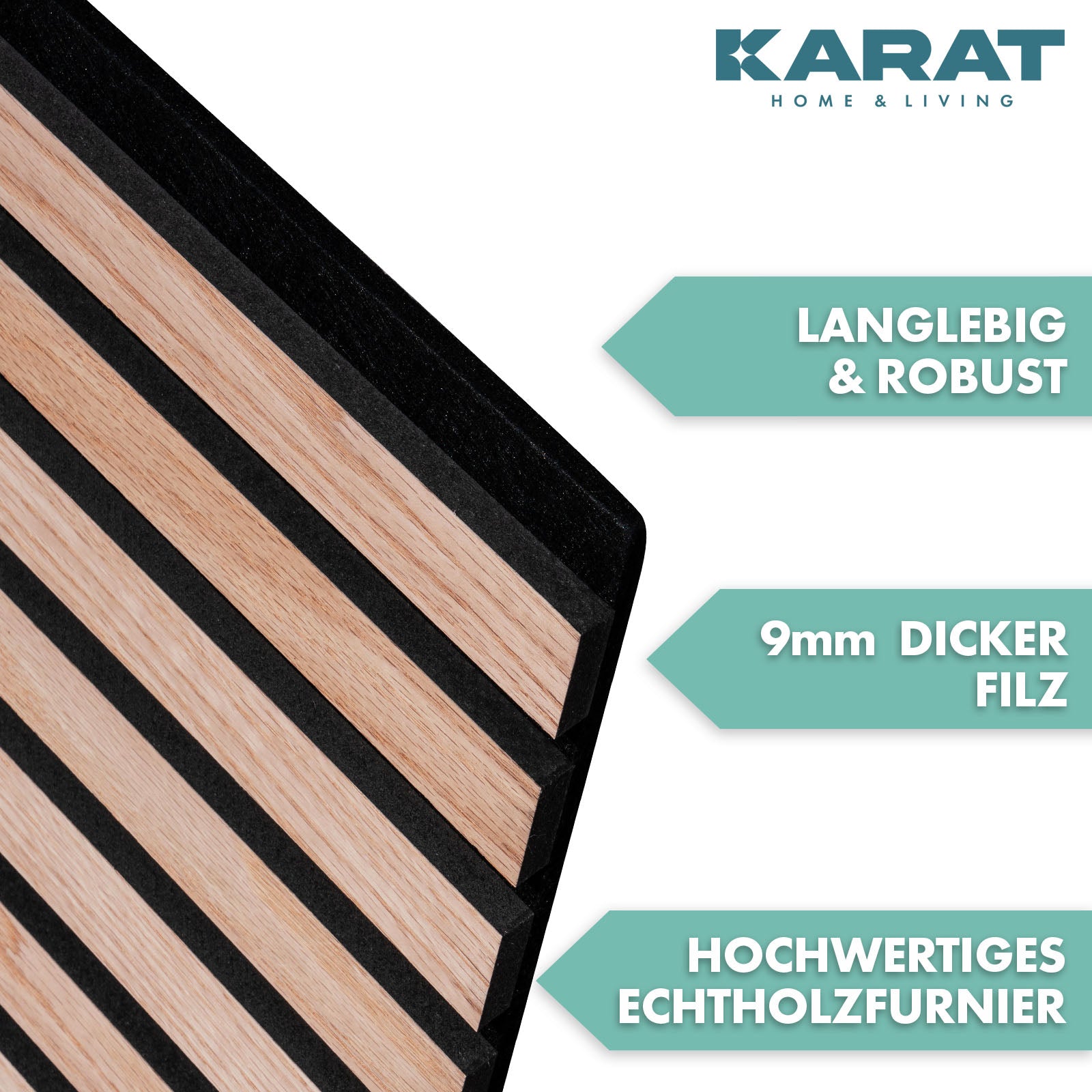 Wood-look acoustic panels | Timeless design for pleasant room acoustics | Available in 3 designs and 2 sizes