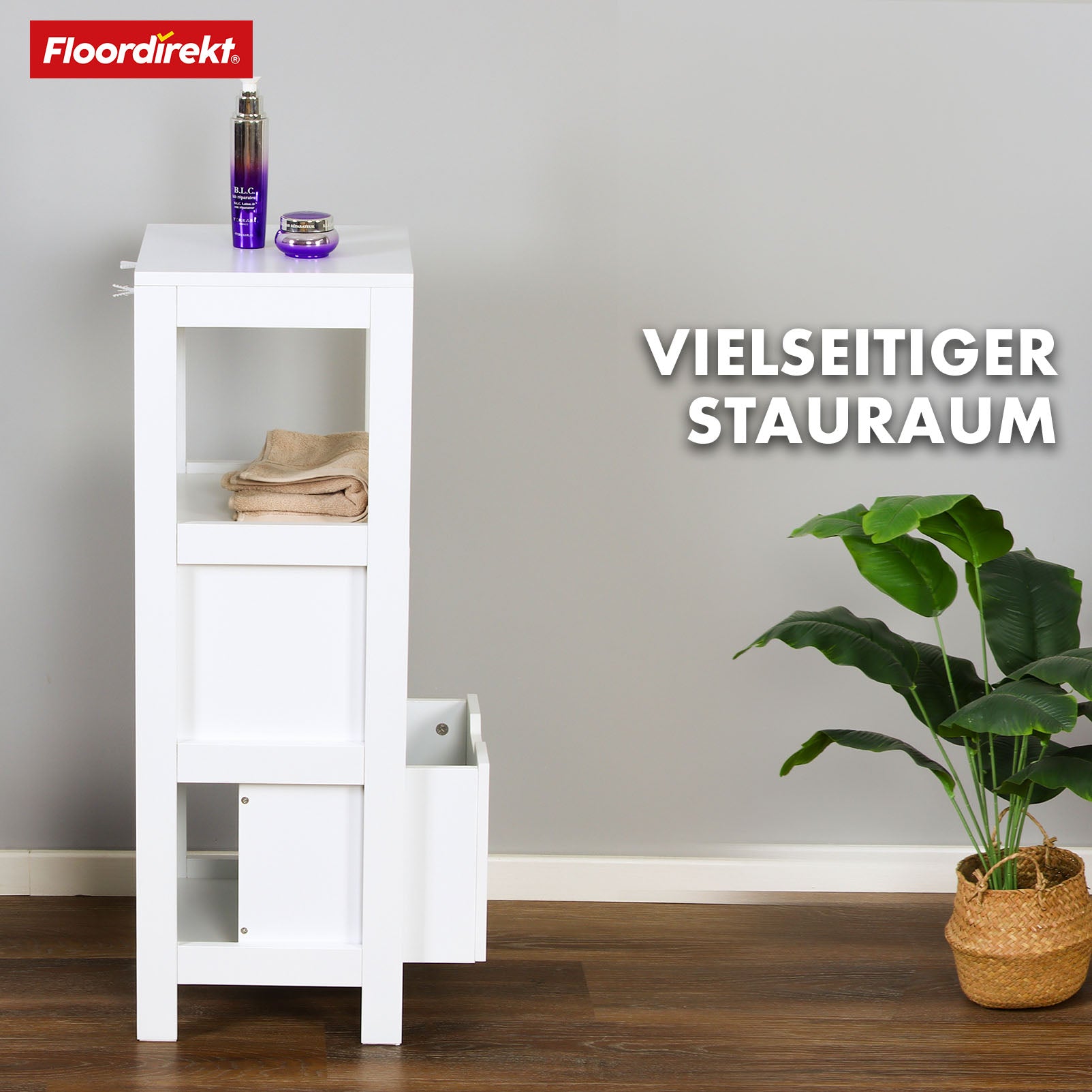 Bathroom cabinet | Ilinois | Cabinet in white with three storage compartments | Practical storage in an elegant design