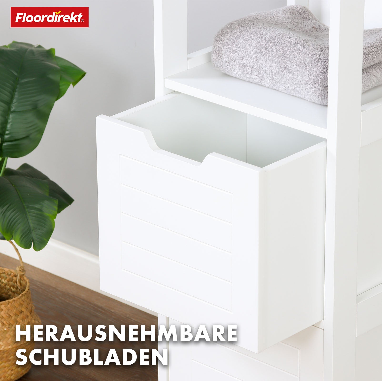 Bathroom cabinet | Ilinois | Cabinet in white with three storage compartments | Practical storage in an elegant design