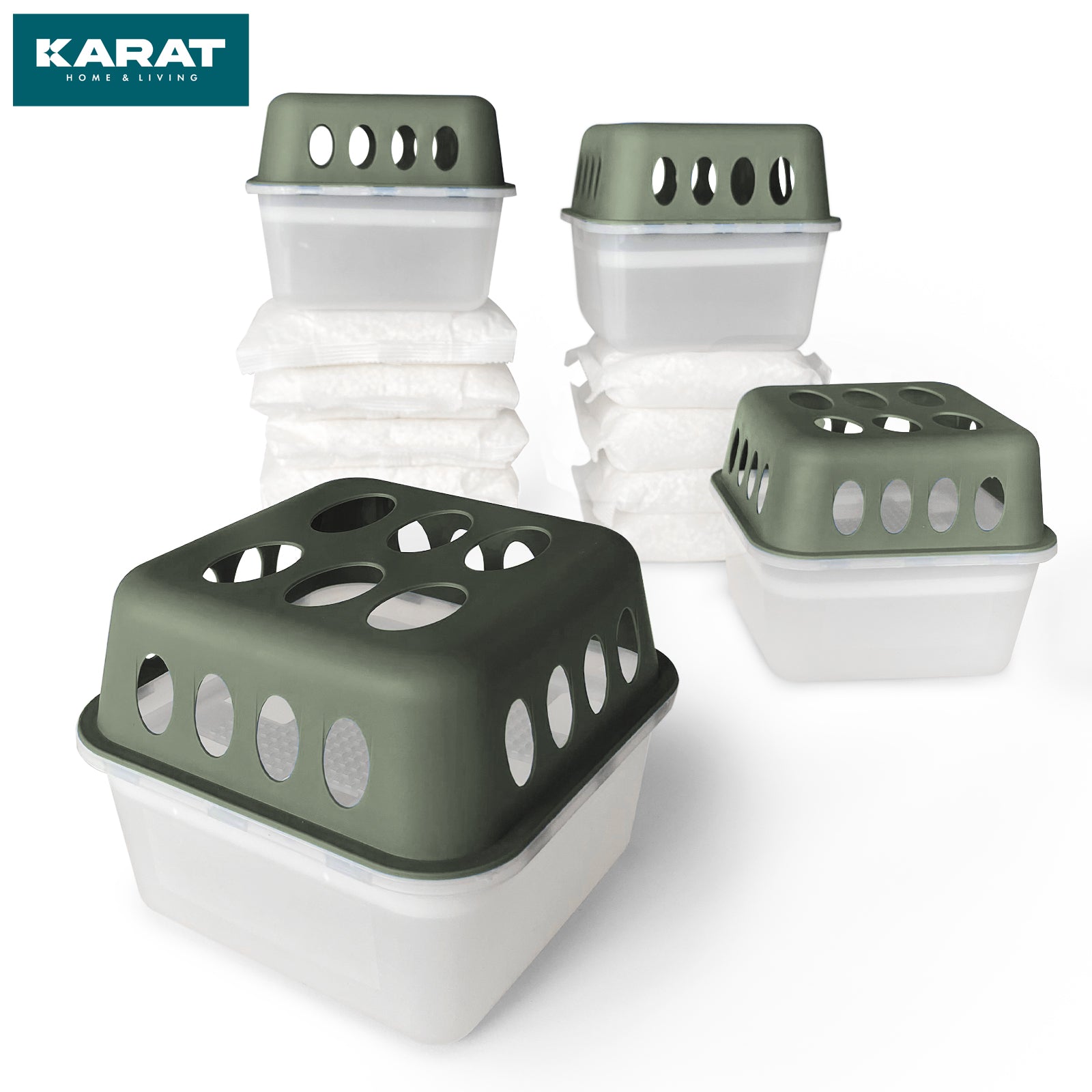 SET of 4 dehumidifiers | Room dehumidifier in 6 colours and 2 designs | Refillable & reusable