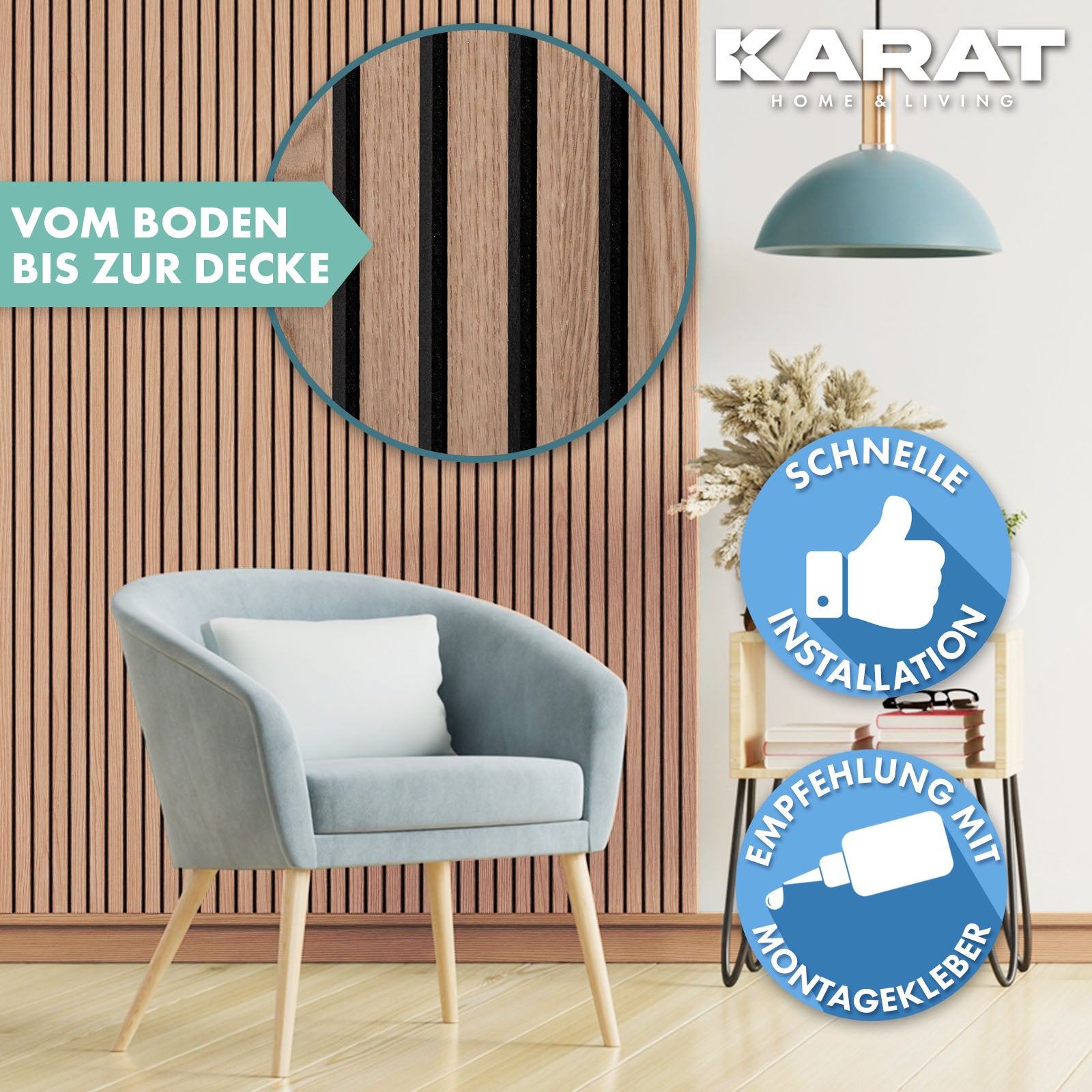 Wood-look acoustic panels | Timeless design for pleasant room acoustics | Available in 3 designs and 2 sizes