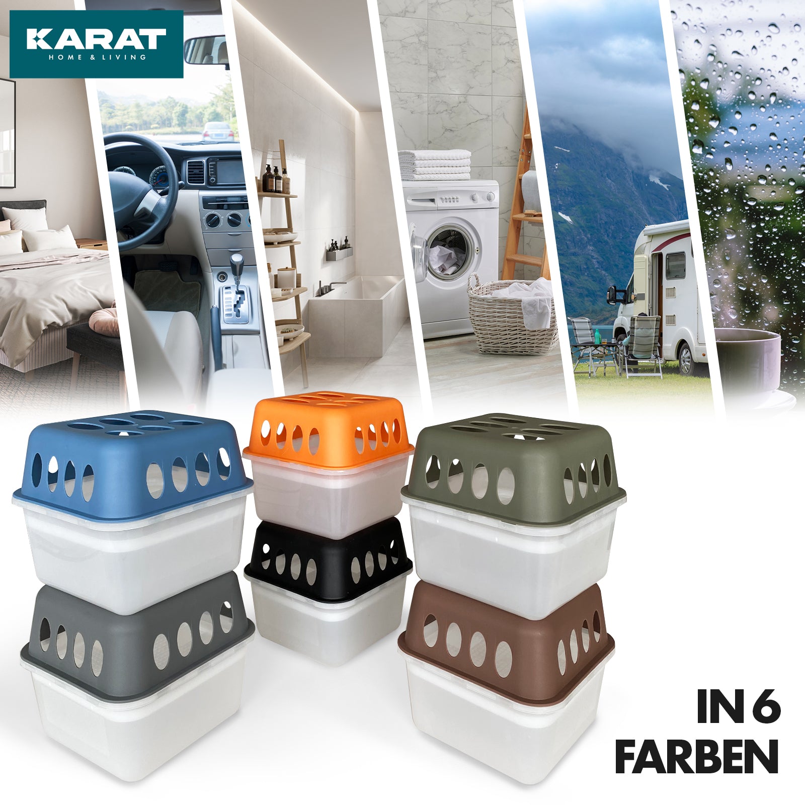 SET of 4 dehumidifiers | Room dehumidifier in 6 colours and 2 designs | Refillable & reusable