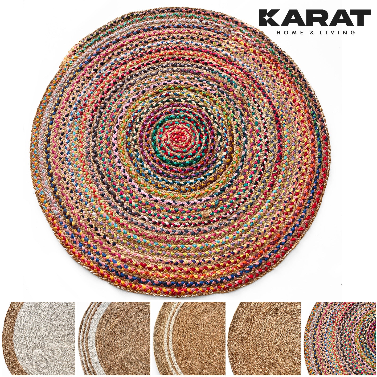 Jute Carpet Pune | Round | Handwoven | Natural Fibres | Various Sizes