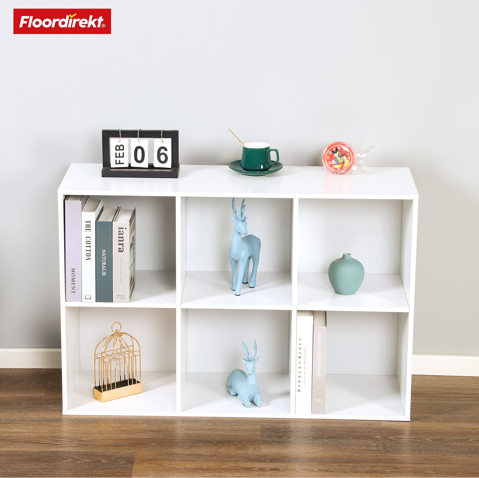 Wooden shelf | Vermont | Stylish shelf with six compartments for an elegant and tidy living atmosphere