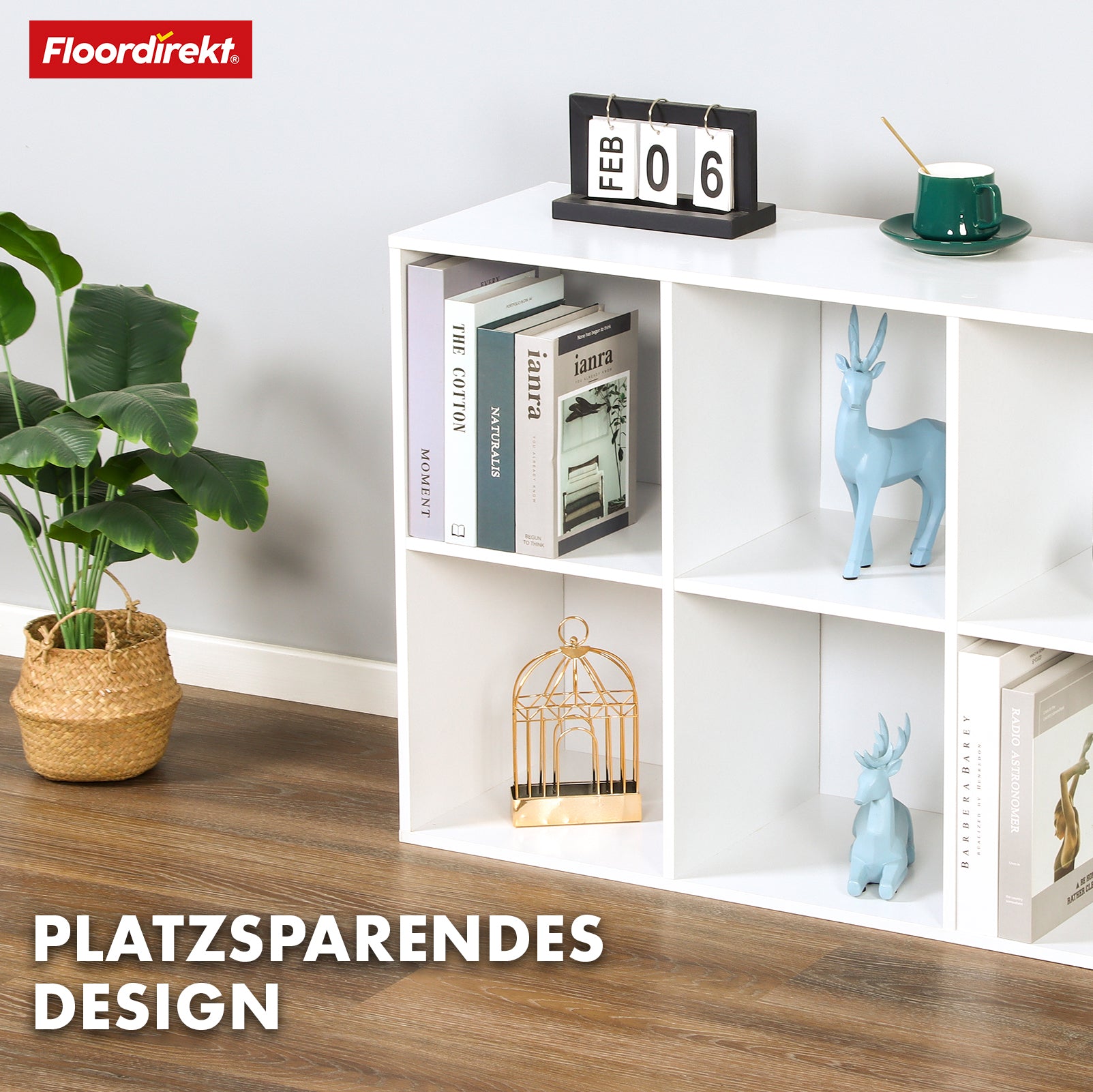 Wooden shelf | Vermont | Stylish shelf with six compartments for an elegant and tidy living atmosphere