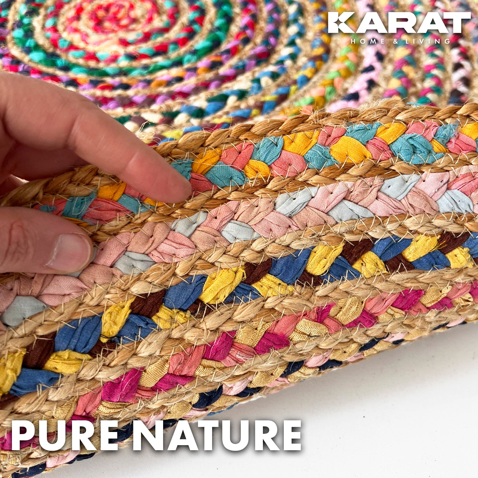 Jute Carpet Pune | Round | Handwoven | Natural Fibres | Various Sizes