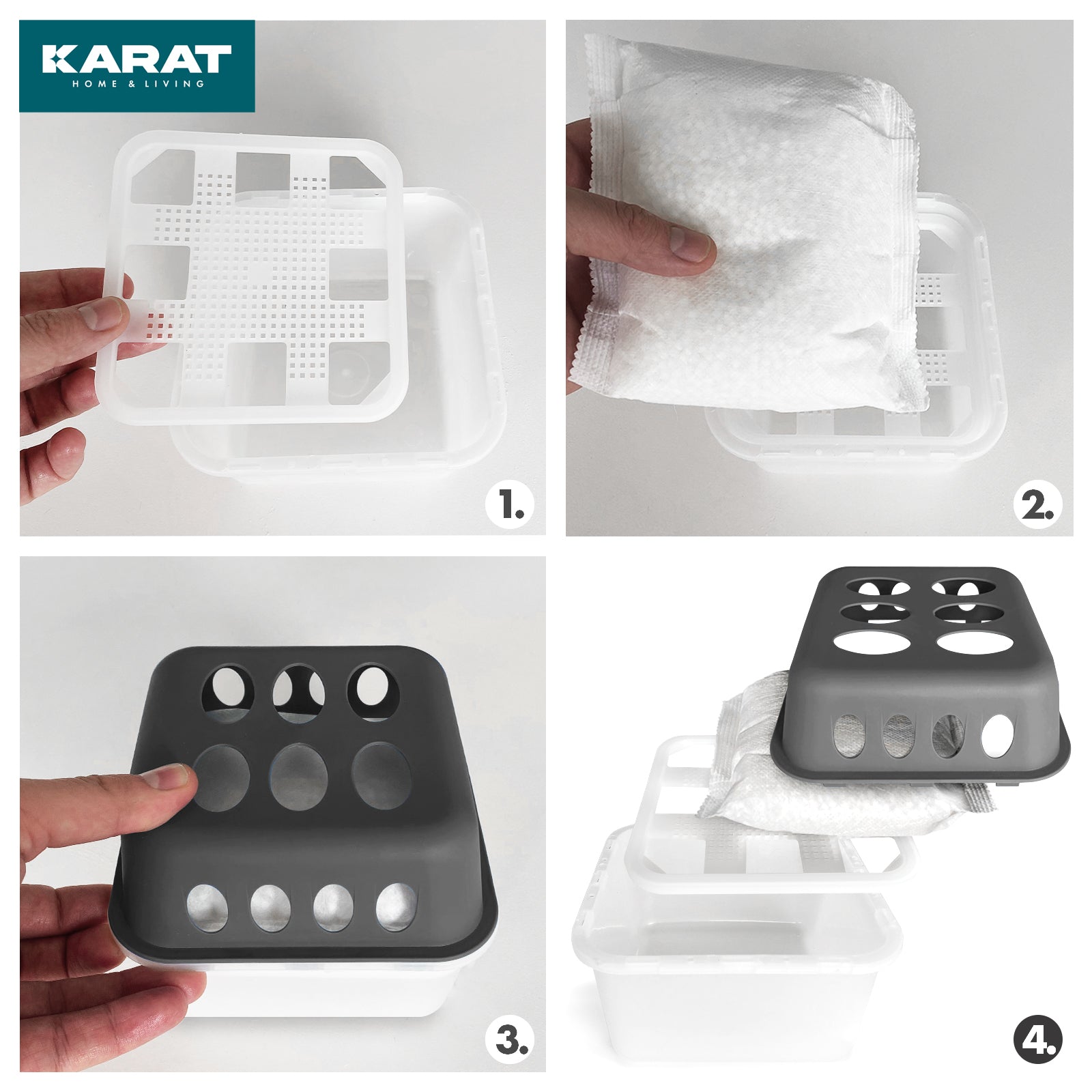 SET of 4 dehumidifiers | Room dehumidifier in 6 colours and 2 designs | Refillable & reusable