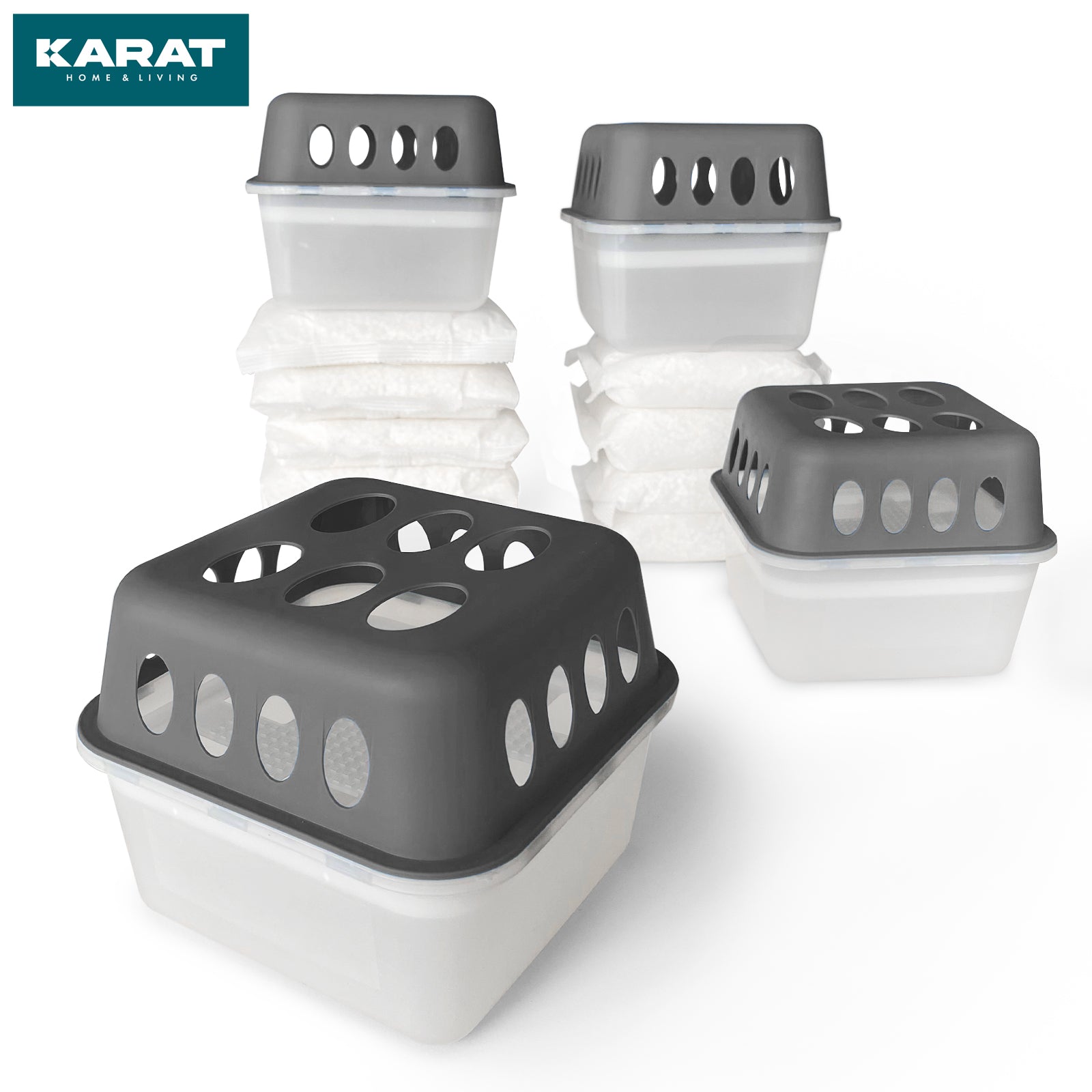 SET of 4 dehumidifiers | Room dehumidifier in 6 colours and 2 designs | Refillable & reusable