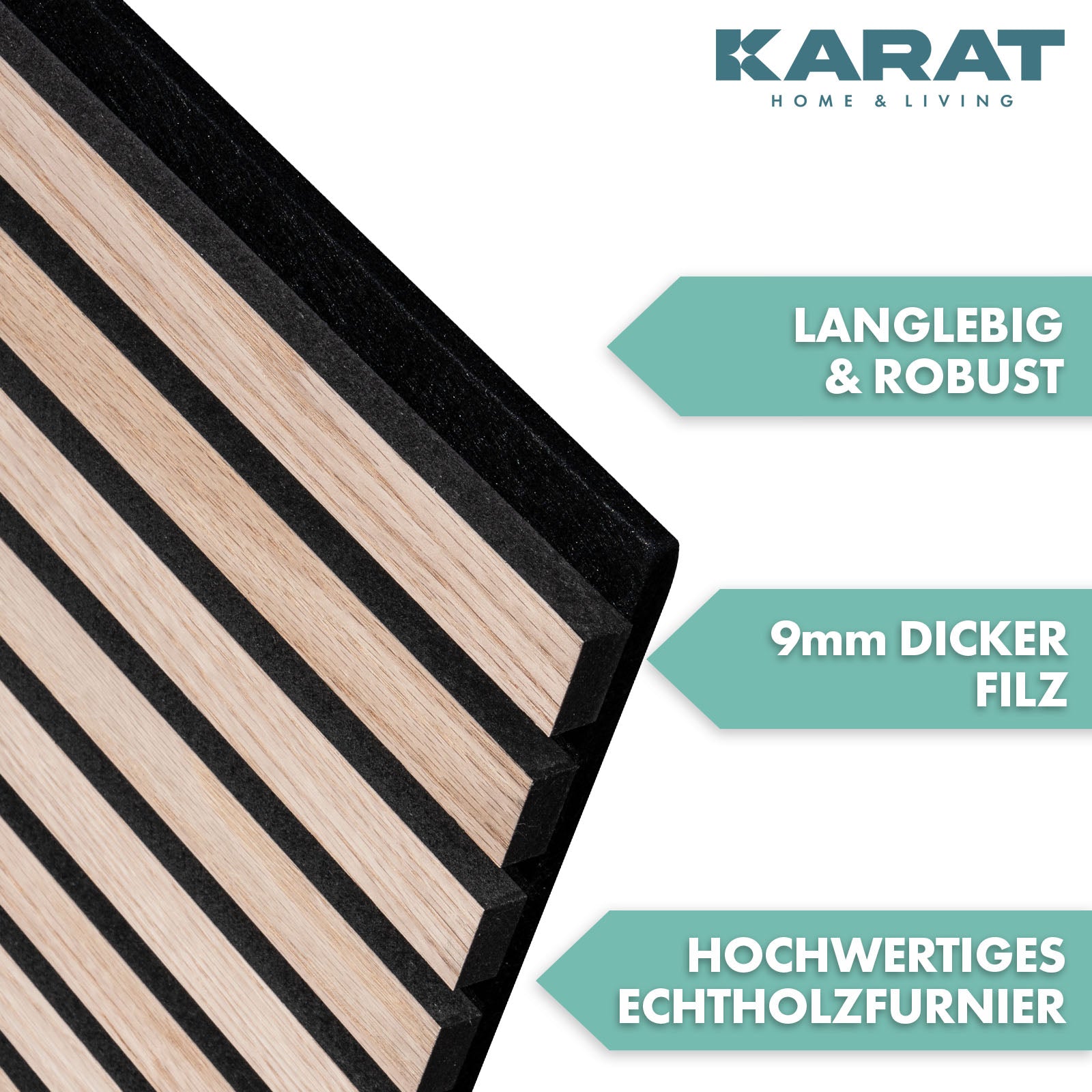 Wood-look acoustic panels | Timeless design for pleasant room acoustics | Available in 3 designs and 2 sizes