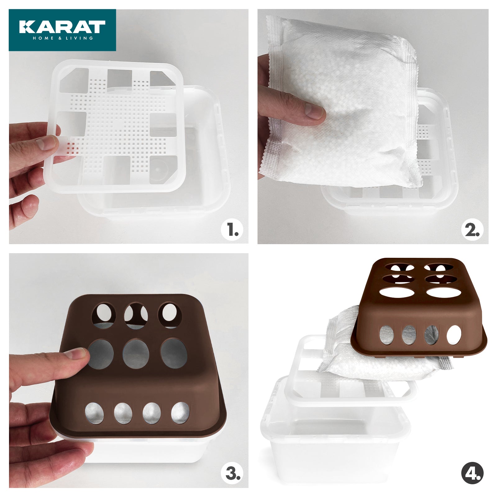 SET of 4 dehumidifiers | Room dehumidifier in 6 colours and 2 designs | Refillable & reusable