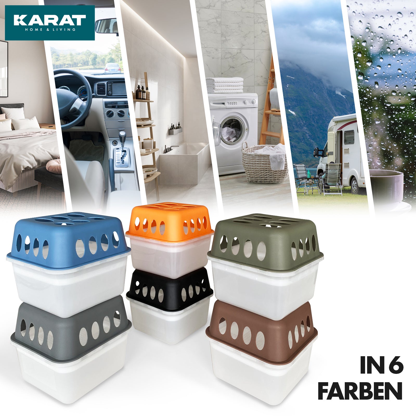 SET of 4 dehumidifiers | Room dehumidifier in 6 colours and 2 designs | Refillable & reusable
