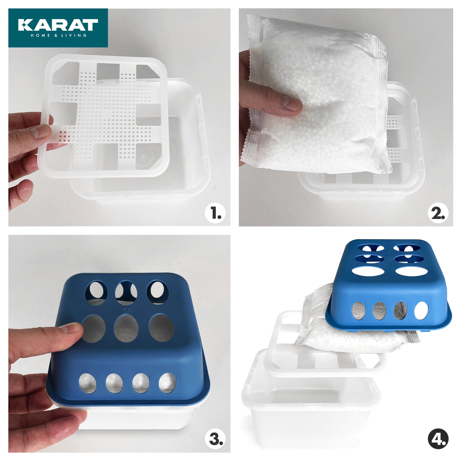 SET of 4 dehumidifiers | Room dehumidifier in 6 colours and 2 designs | Refillable & reusable