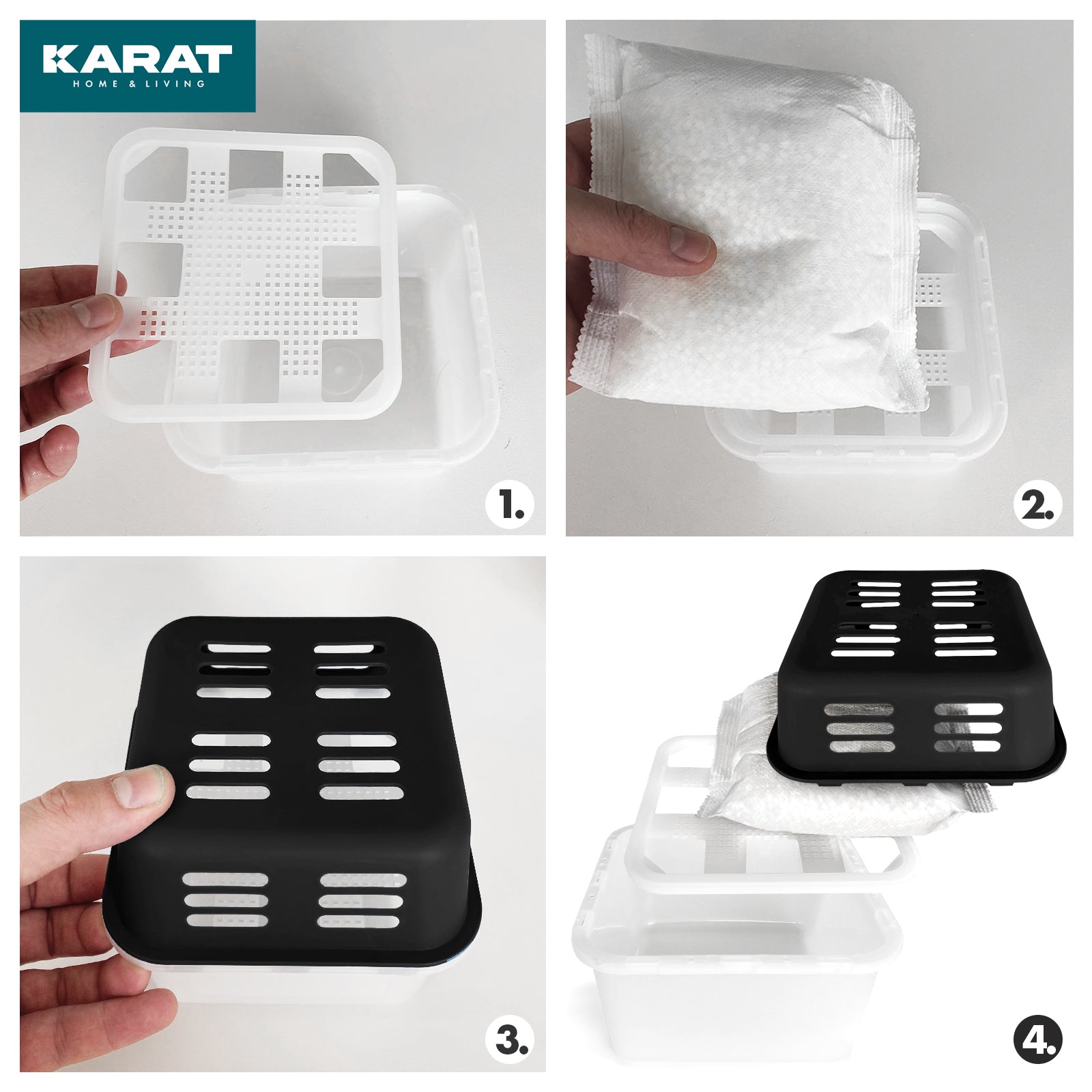 SET of 4 dehumidifiers | Room dehumidifier in 6 colours and 2 designs | Refillable & reusable