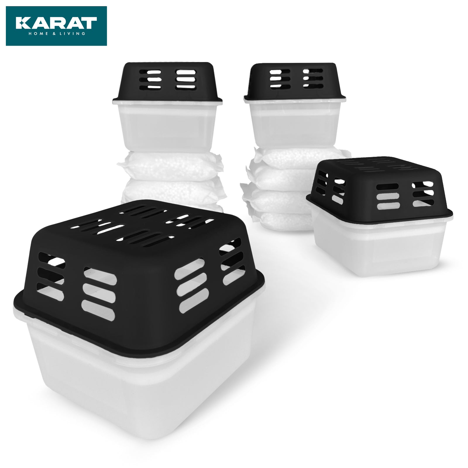 SET of 4 dehumidifiers | Room dehumidifier in 6 colours and 2 designs | Refillable & reusable