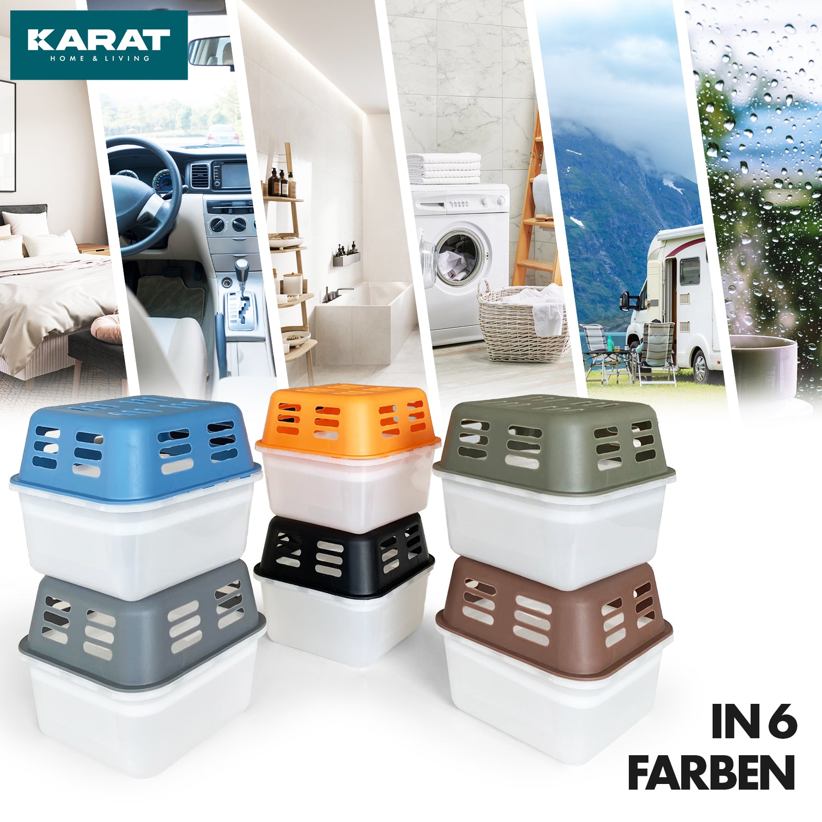 SET of 4 dehumidifiers | Room dehumidifier in 6 colours and 2 designs | Refillable & reusable