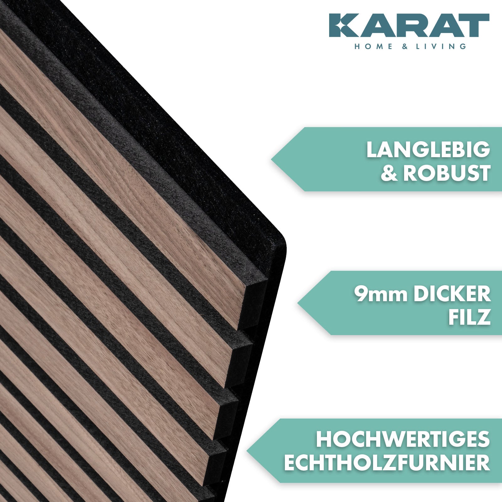 Wood-look acoustic panels | Timeless design for pleasant room acoustics | Available in 3 designs and 2 sizes