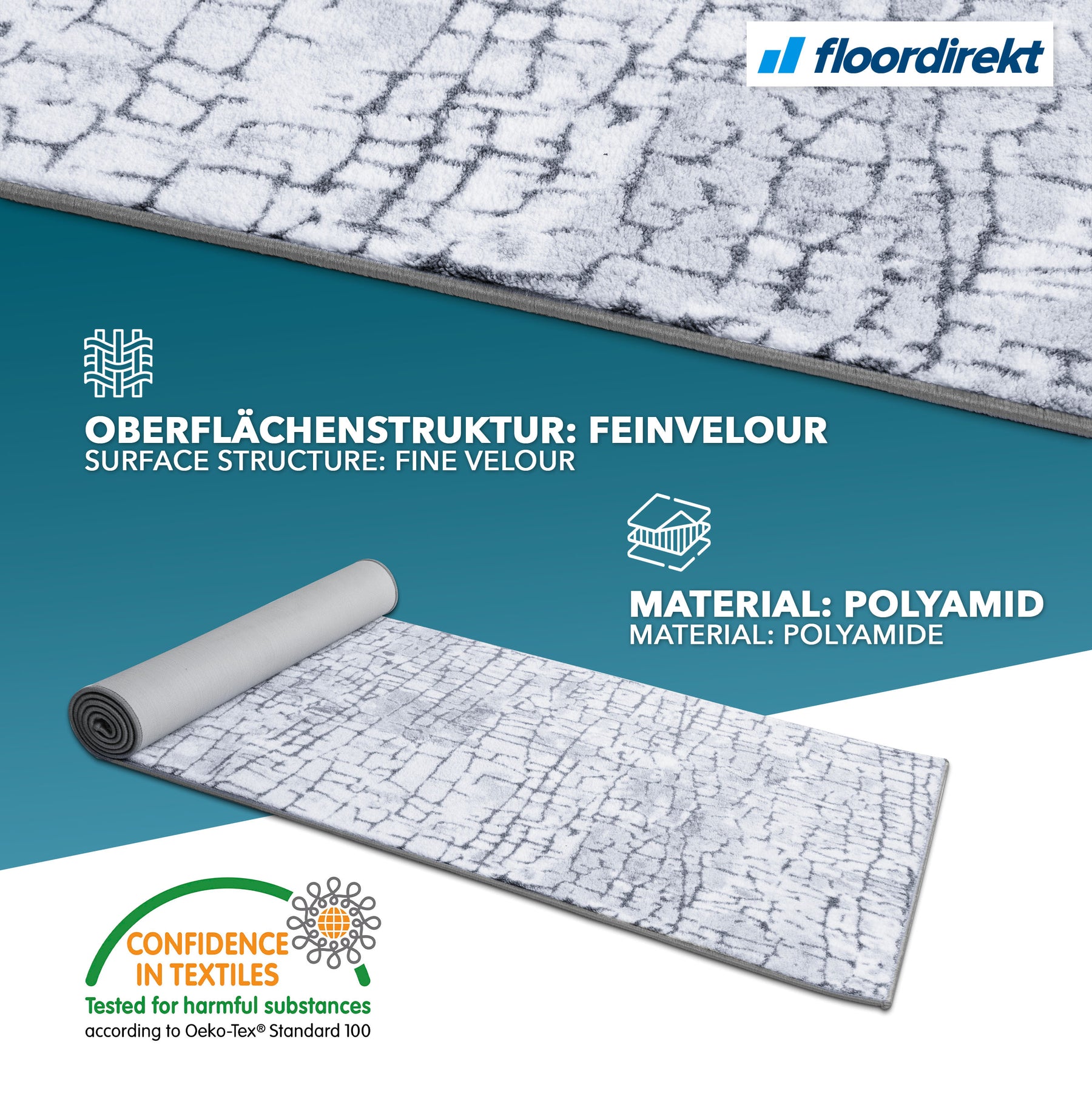 Made-To-Measure Carpet Runner | Aqua | Multi-Runner | Modern Living Rug