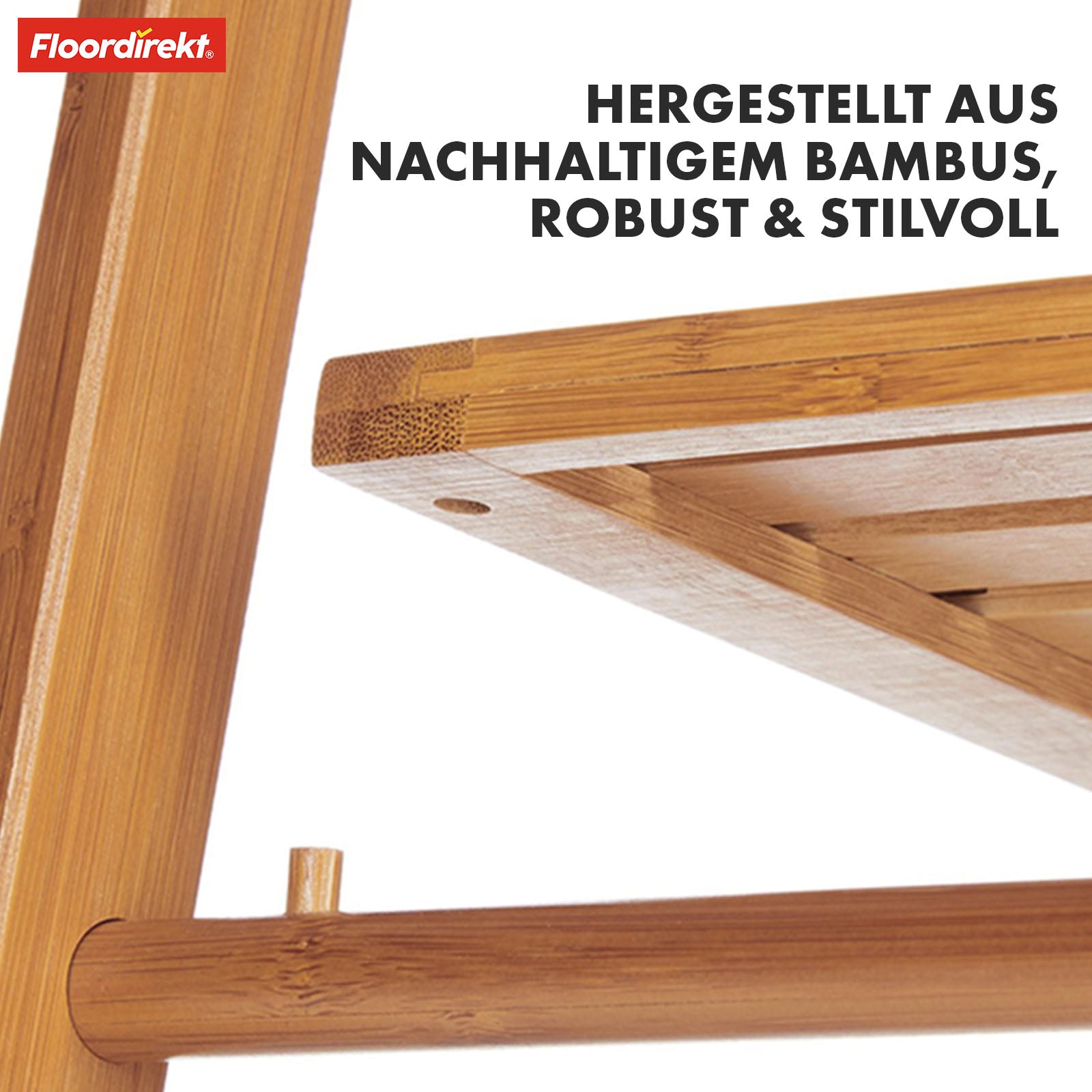 Bamboo towel rail | Minnesota | Folding towel rail with shelves