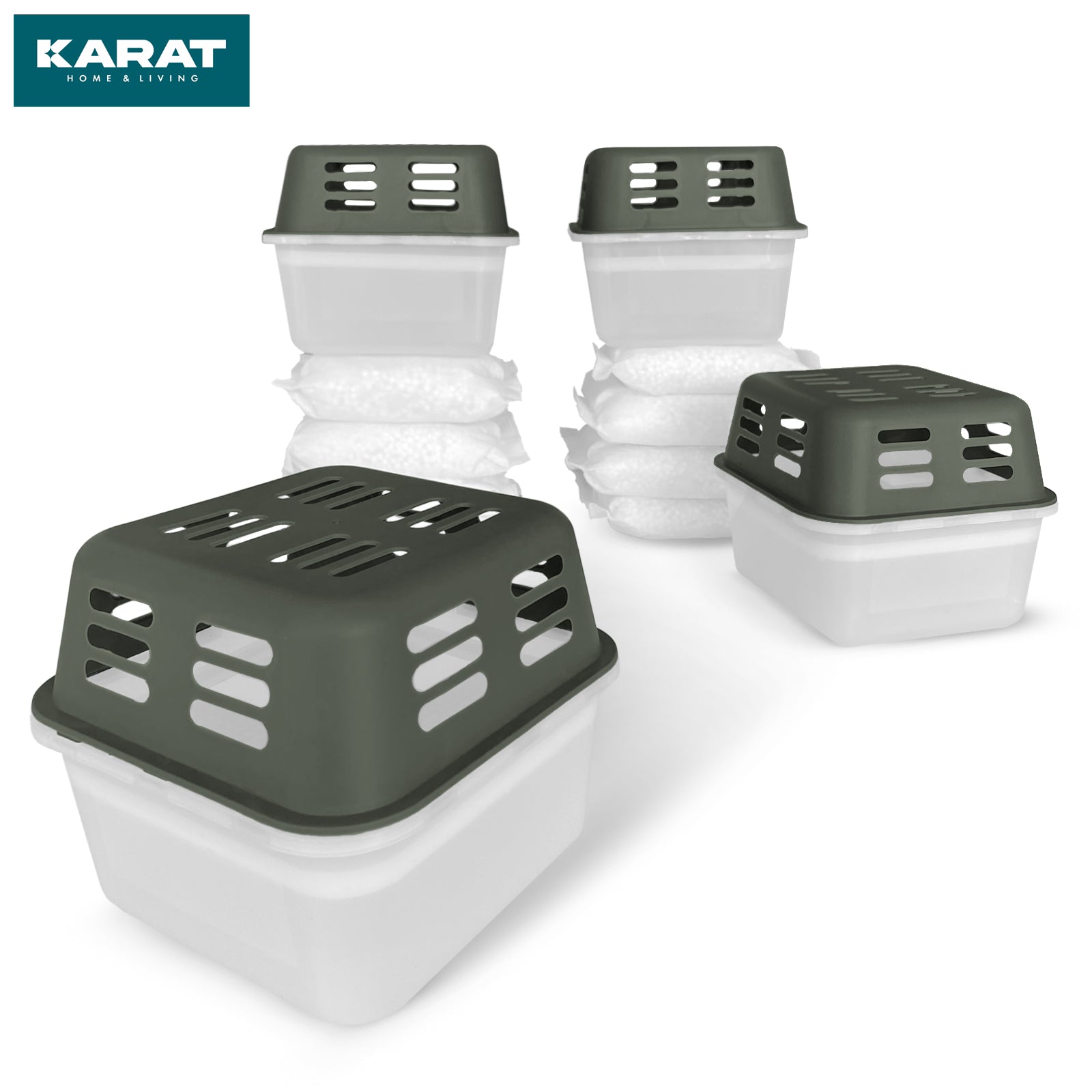 SET of 4 dehumidifiers | Room dehumidifier in 6 colours and 2 designs | Refillable & reusable