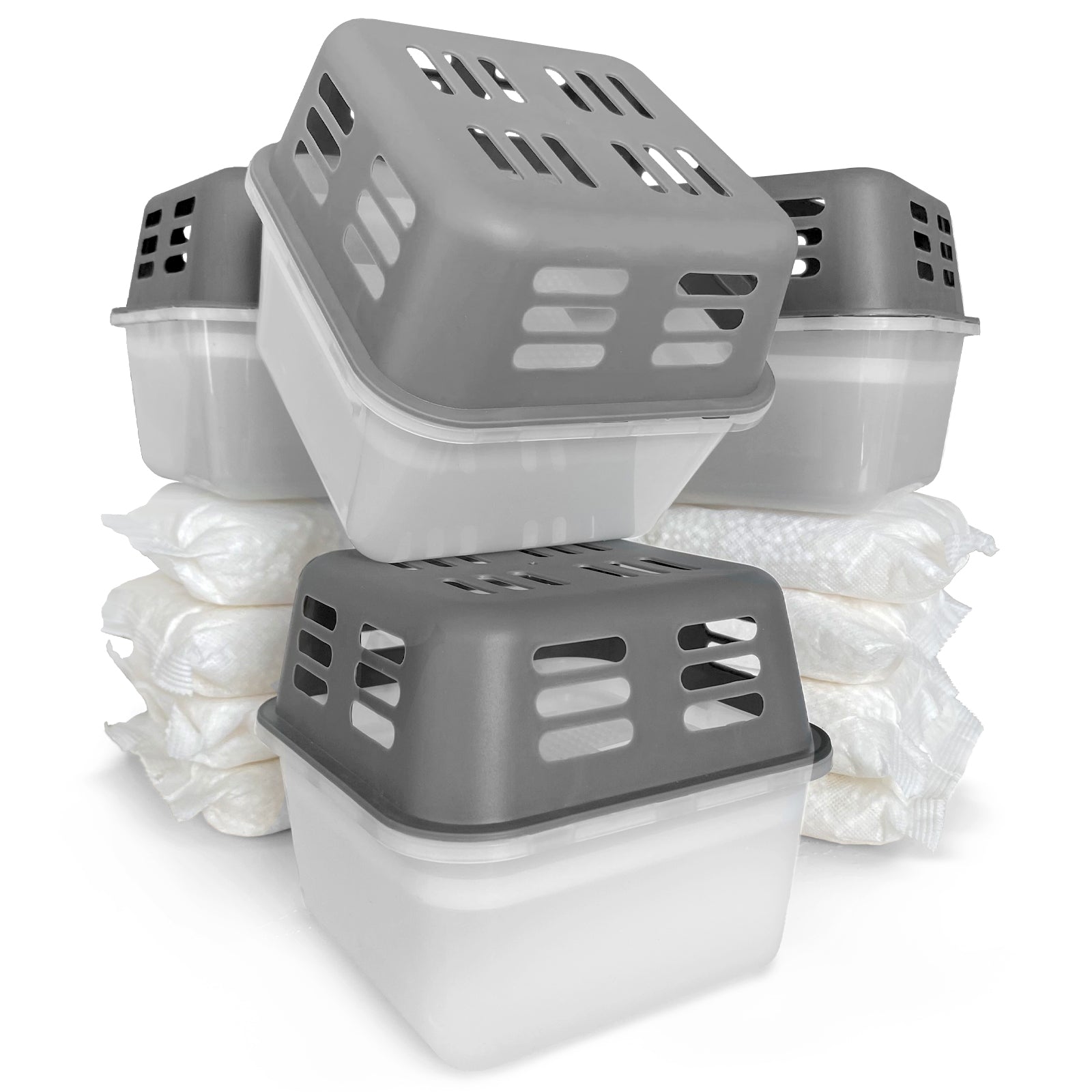 SET of 4 dehumidifiers | Room dehumidifier in 6 colours and 2 designs | Refillable & reusable