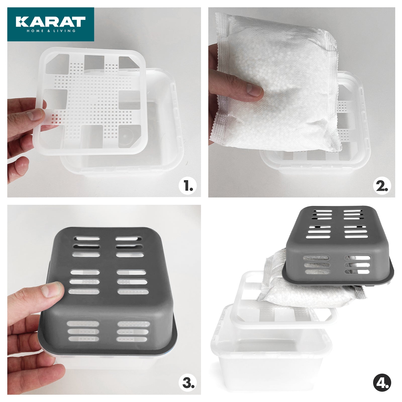 SET of 4 dehumidifiers | Room dehumidifier in 6 colours and 2 designs | Refillable & reusable