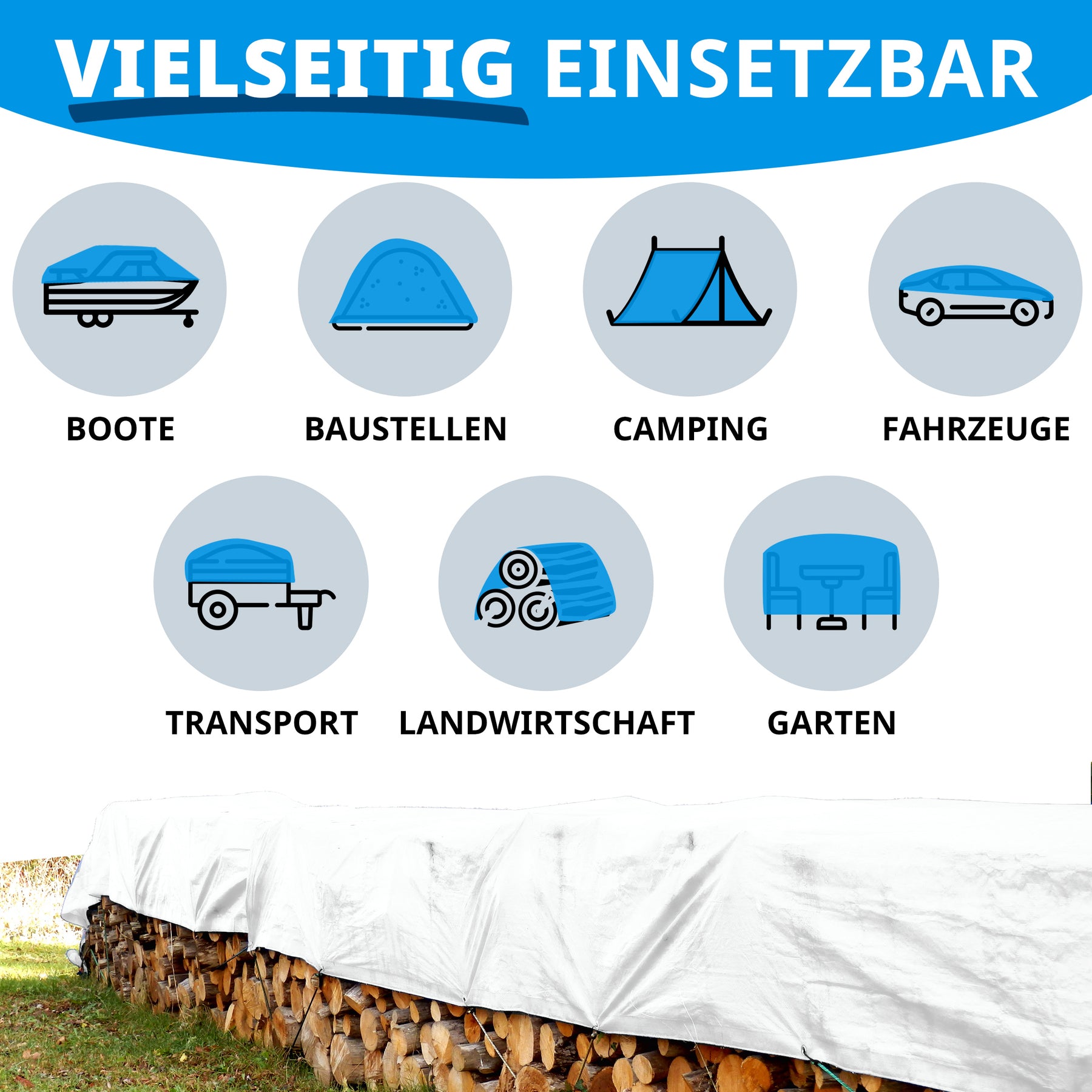 Tarpaulin | Extremely tear-resistant | Reliable protection for versatile applications | 180 g/m²
