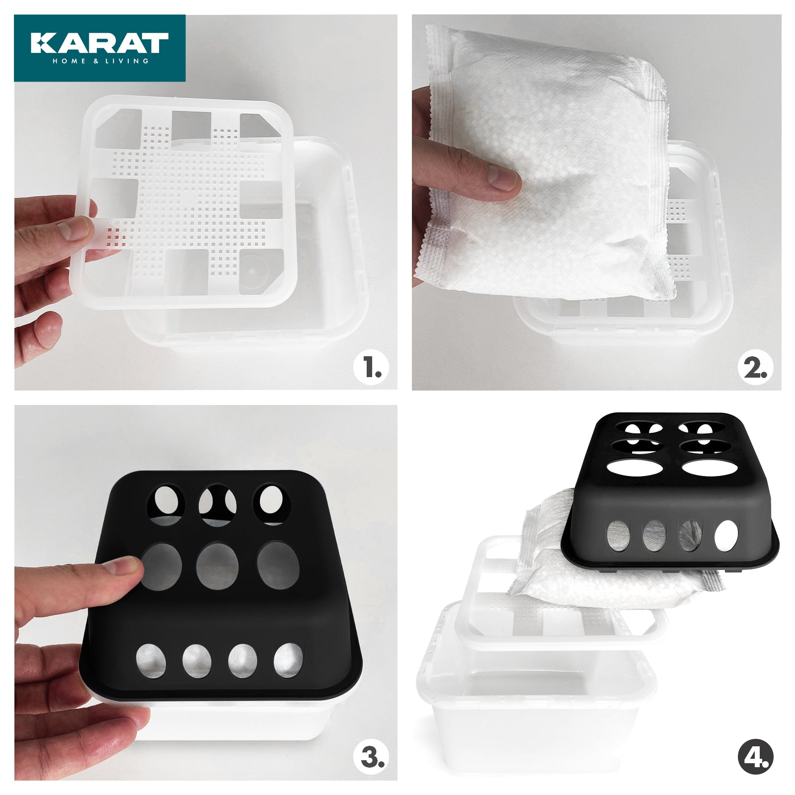 SET of 4 dehumidifiers | Room dehumidifier in 6 colours and 2 designs | Refillable & reusable