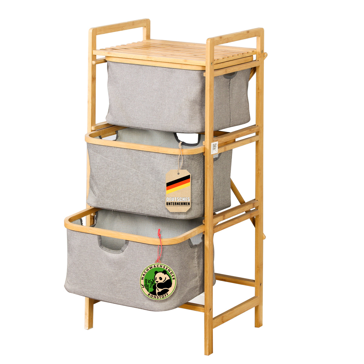 Bamboo laundry basket | Missouri | Stylish, sustainable laundry sorter with 3 compartments