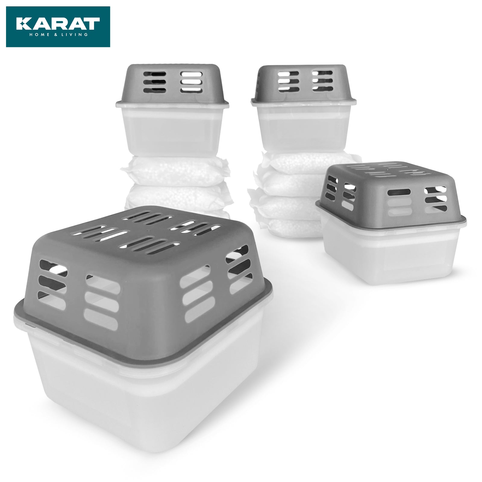 SET of 4 dehumidifiers | Room dehumidifier in 6 colours and 2 designs | Refillable & reusable