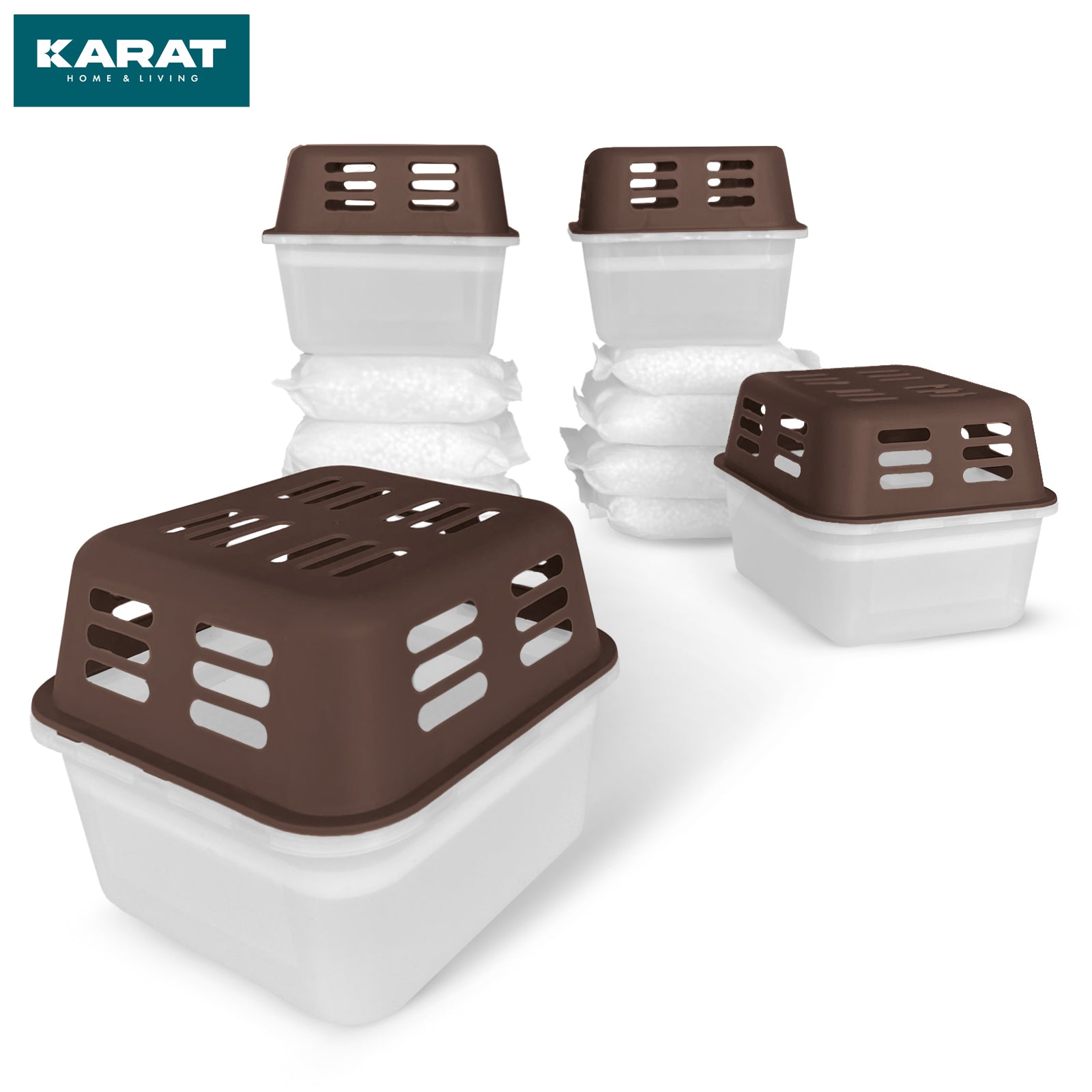 SET of 4 dehumidifiers | Room dehumidifier in 6 colours and 2 designs | Refillable & reusable