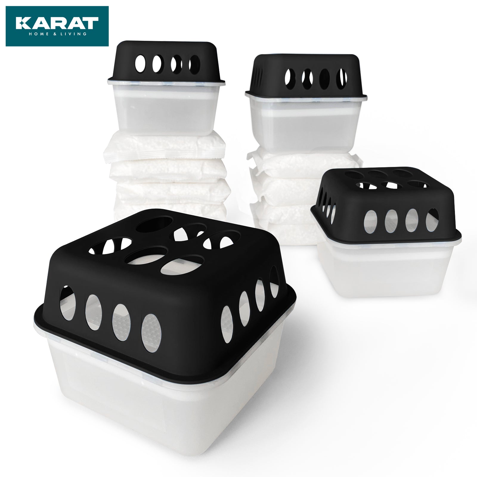 SET of 4 dehumidifiers | Room dehumidifier in 6 colours and 2 designs | Refillable & reusable