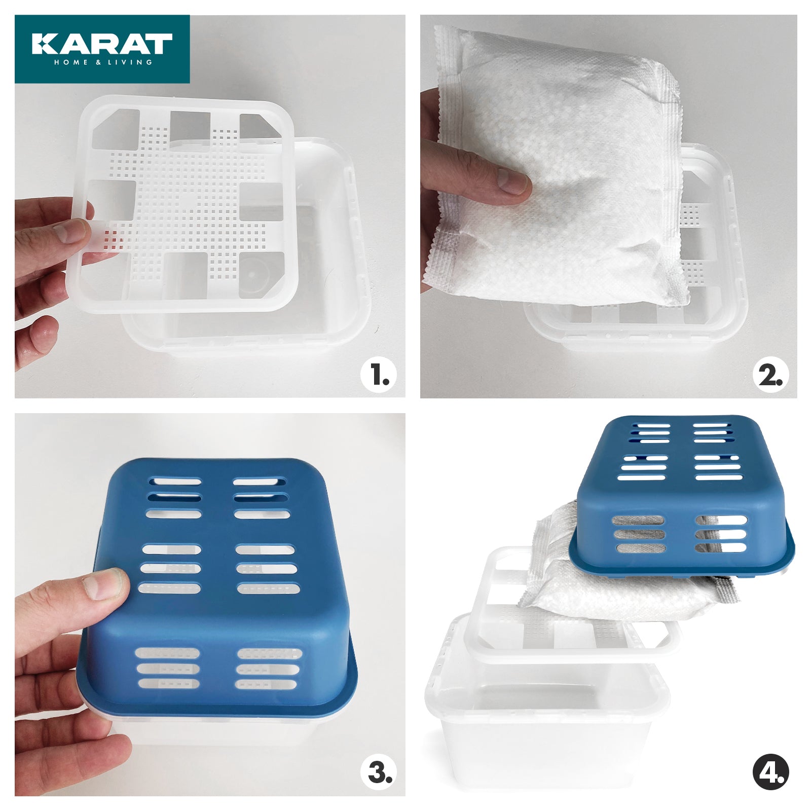 SET of 4 dehumidifiers | Room dehumidifier in 6 colours and 2 designs | Refillable & reusable