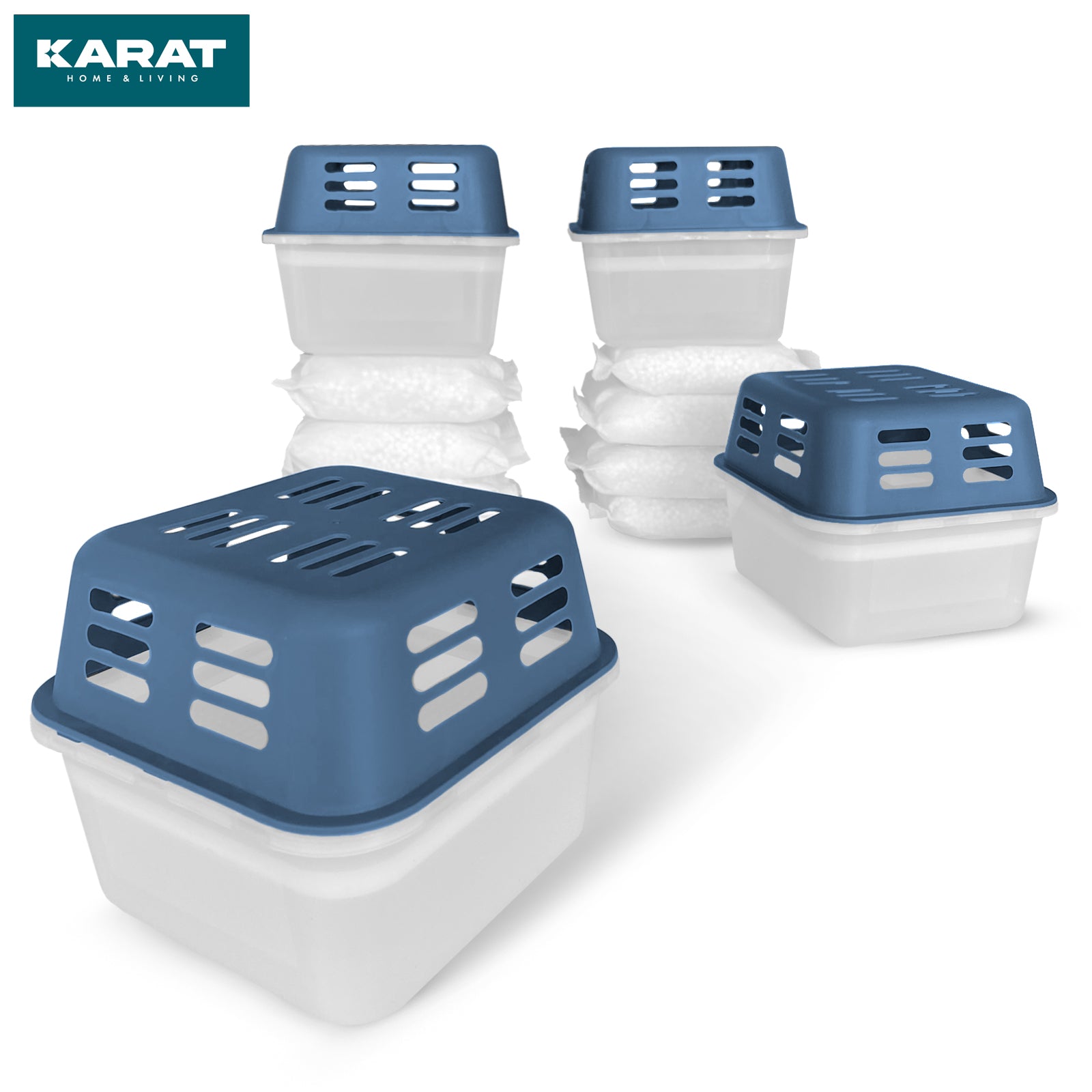 SET of 4 dehumidifiers | Room dehumidifier in 6 colours and 2 designs | Refillable & reusable