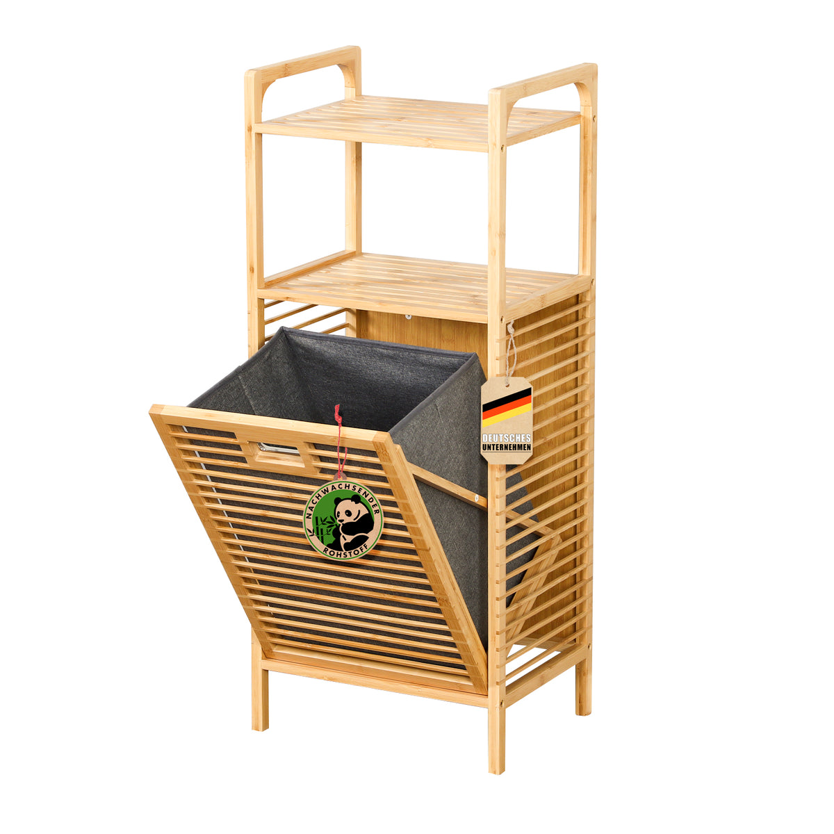 Bamboo laundry basket with storage compartments | Arizona | Easy to clean and odour-resistant