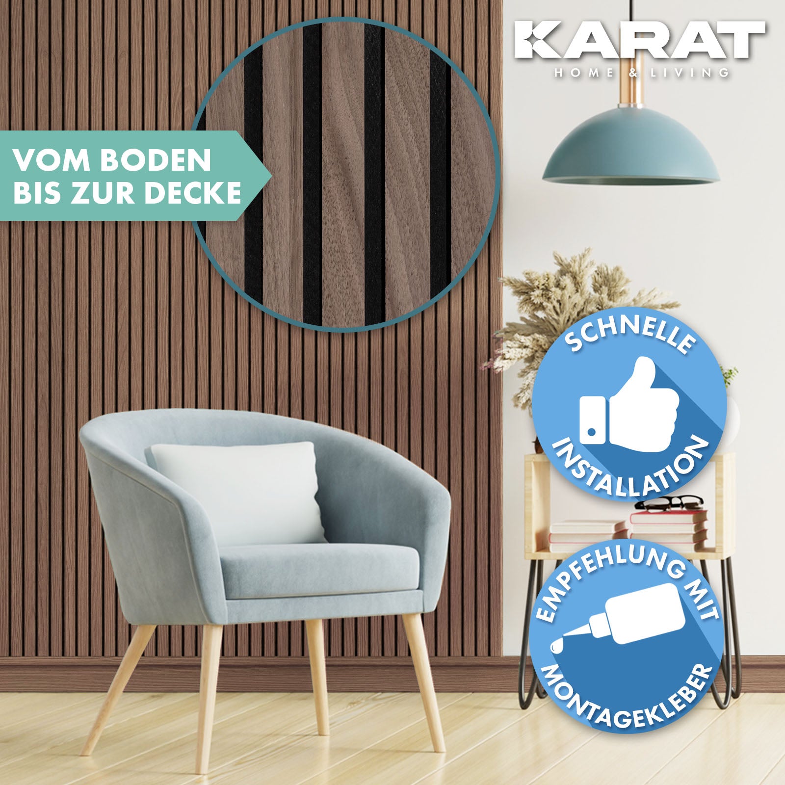 Wood-look acoustic panels | Timeless design for pleasant room acoustics | Available in 3 designs and 2 sizes