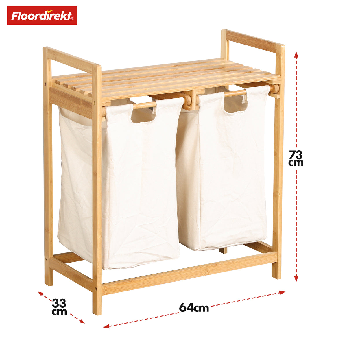Bamboo laundry basket | Dakota | Stylish laundry sorter with 2 laundry bags