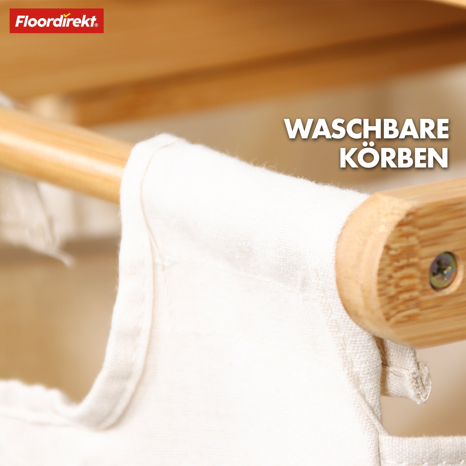 Bamboo laundry basket | Dakota | Stylish laundry sorter with 2 laundry bags