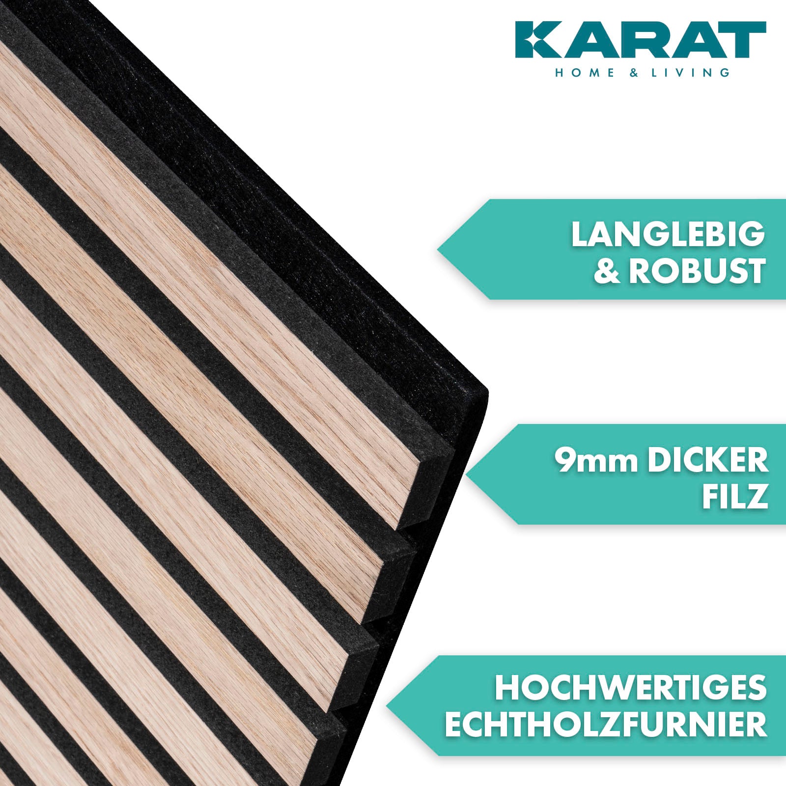 Wood-look acoustic panels | Timeless design for pleasant room acoustics | Available in 3 designs and 2 sizes