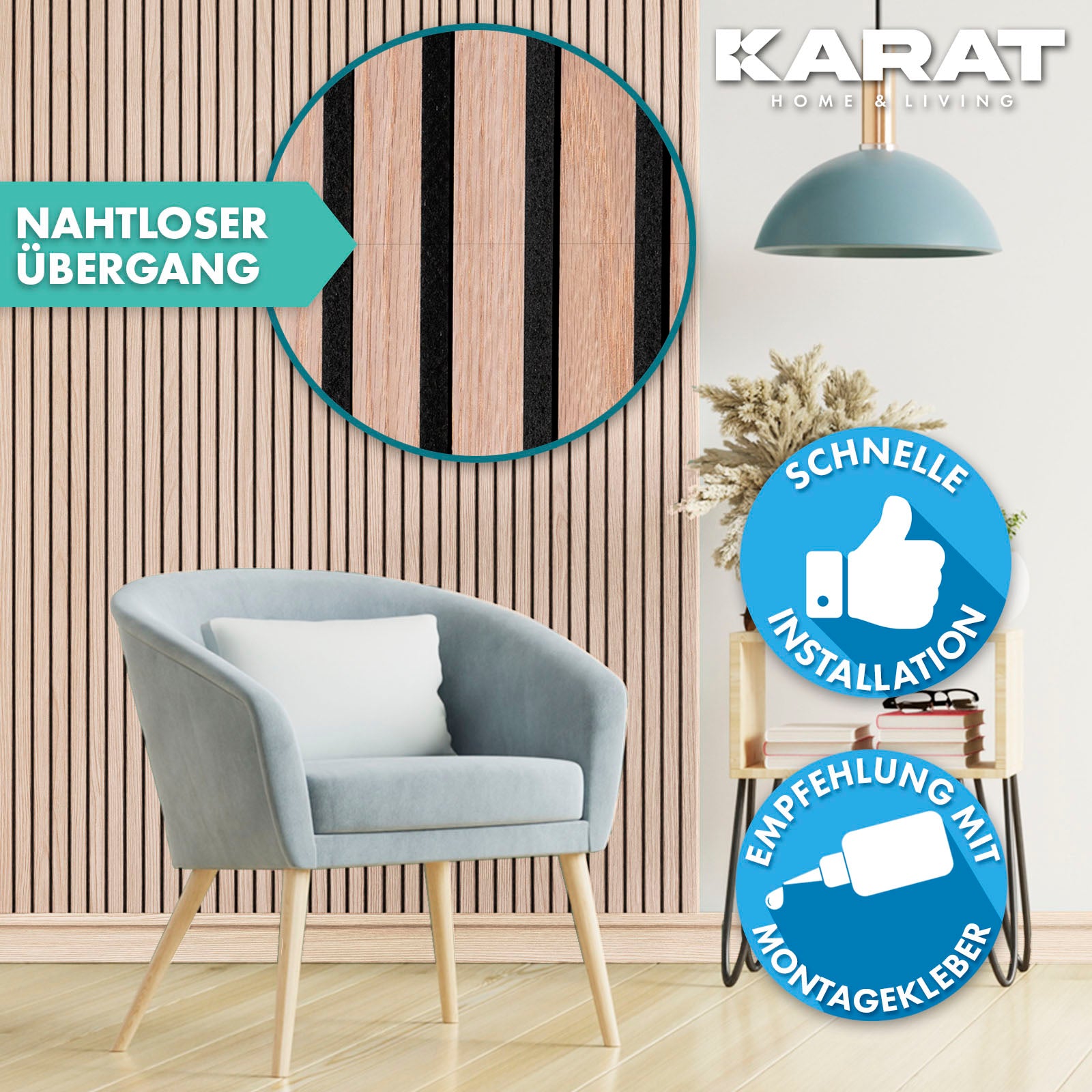 Wood-look acoustic panels | Timeless design for pleasant room acoustics | Available in 3 designs and 2 sizes
