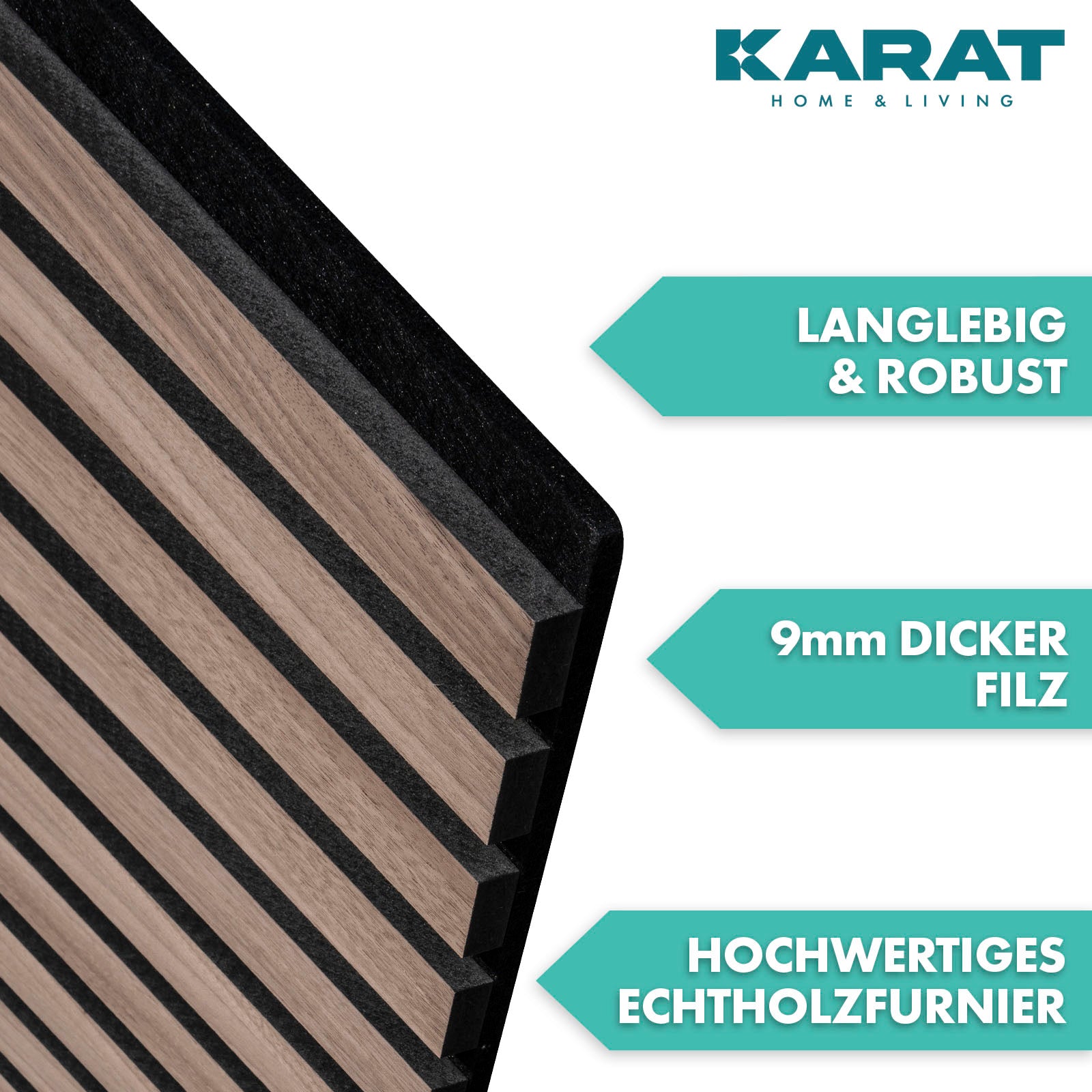Wood-look acoustic panels | Timeless design for pleasant room acoustics | Available in 3 designs and 2 sizes