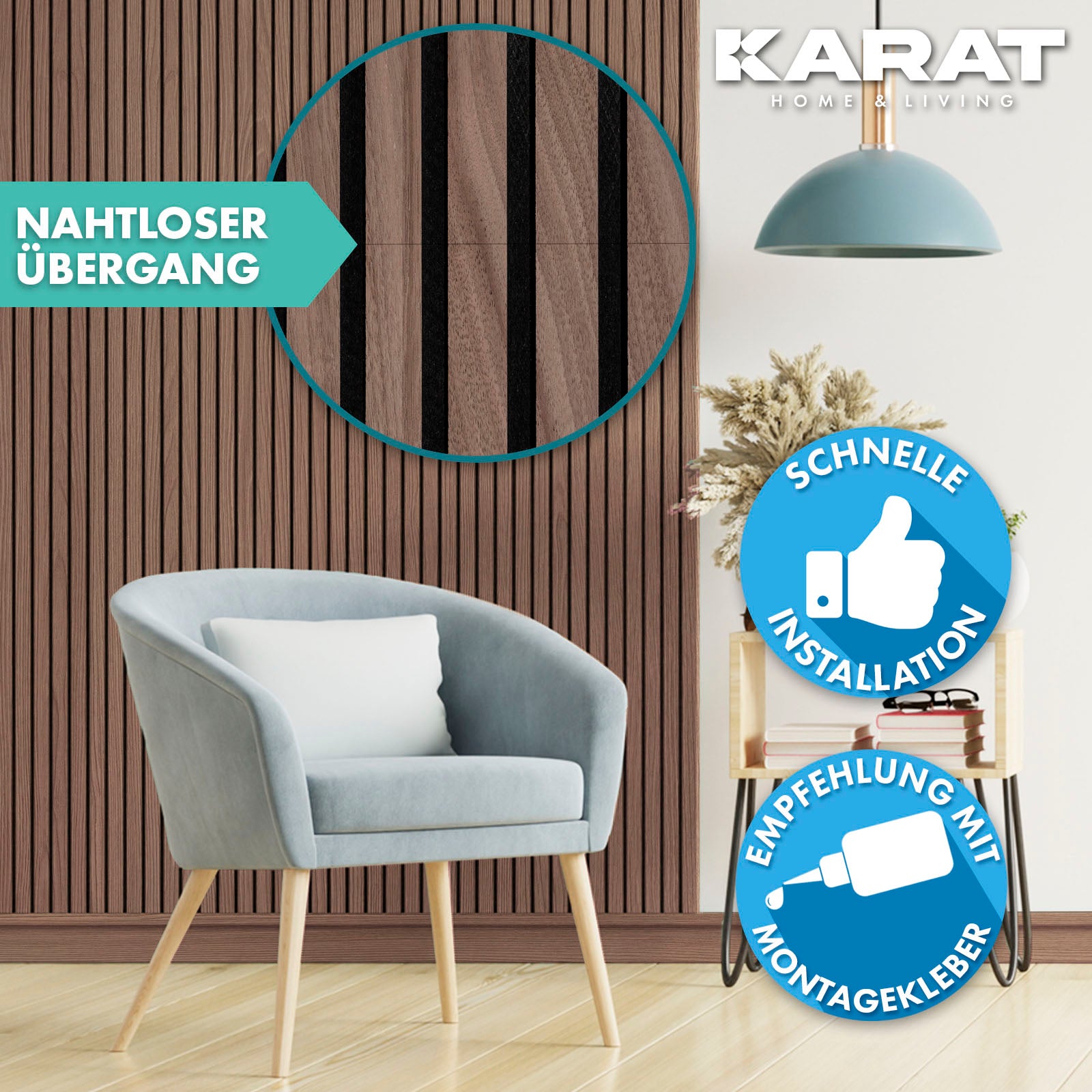 Wood-look acoustic panels | Timeless design for pleasant room acoustics | Available in 3 designs and 2 sizes