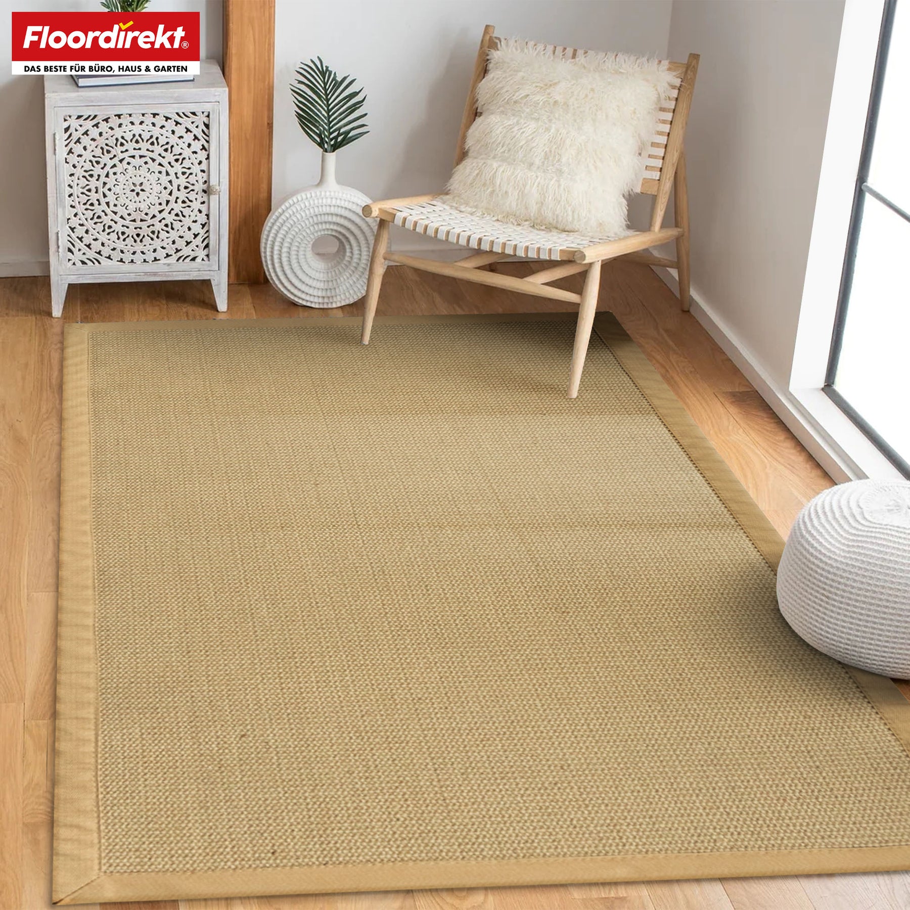 Sisal rug | Bombay | With non-slip backing & cotton border | In many sizes