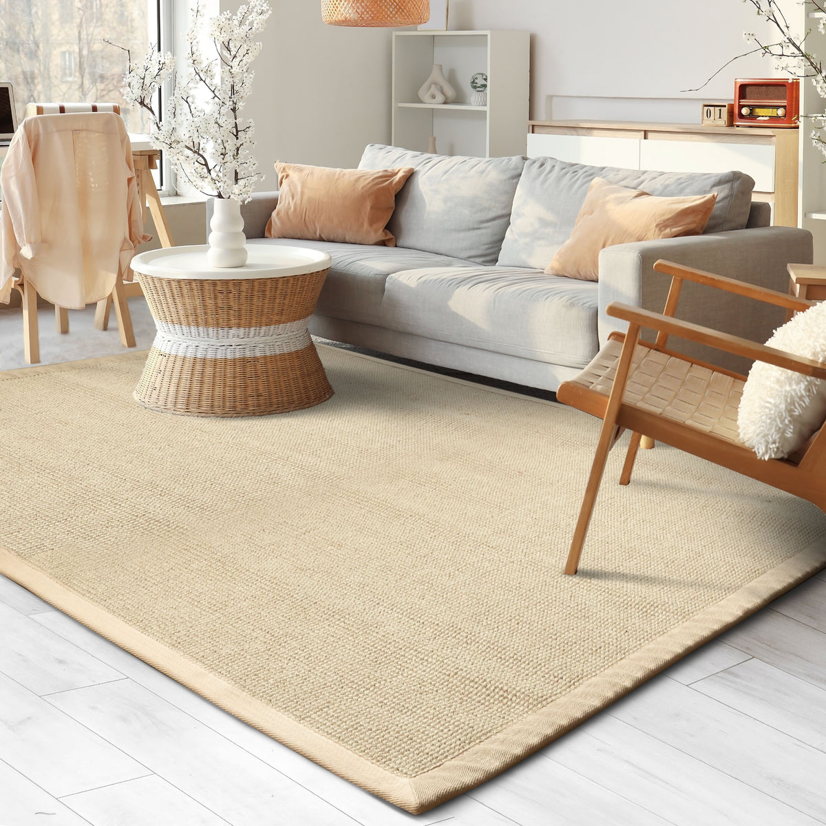 Sisal rug | Mumbai | natural fibre rug with cotton border | available in various sizes