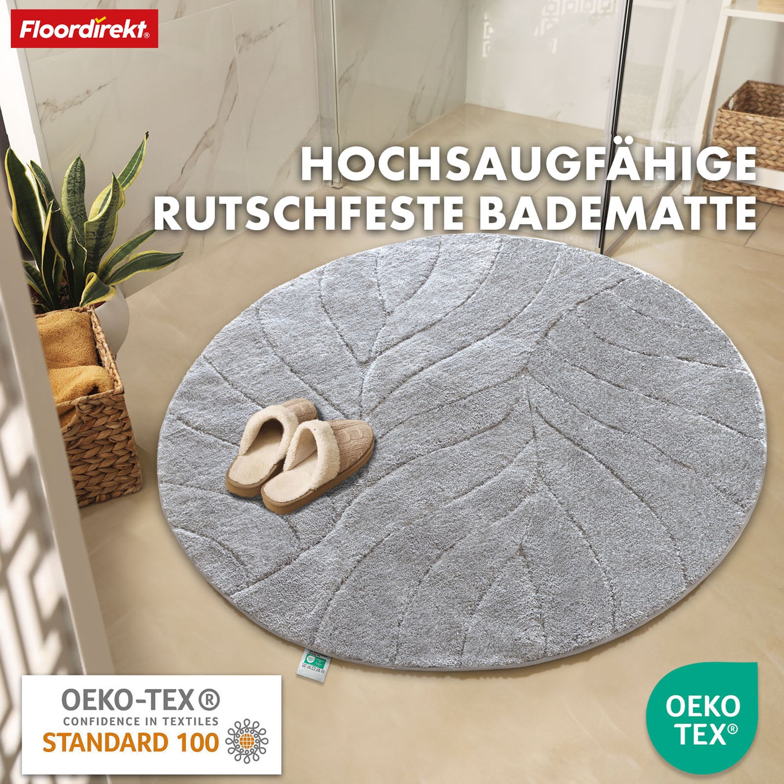 Bath mat | Maris | Bath mat in round | Soft microfibre, non-slip & suitable for underfloor heating